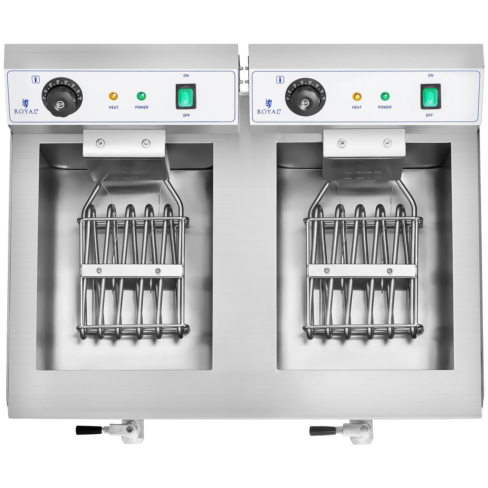 Royal catering elektro-friteuse - 2 x 13 liter - aftapkraan - 230 v Royal catering elektro-friteuse - 2 x 13 liter - aftapkraan - 230 v