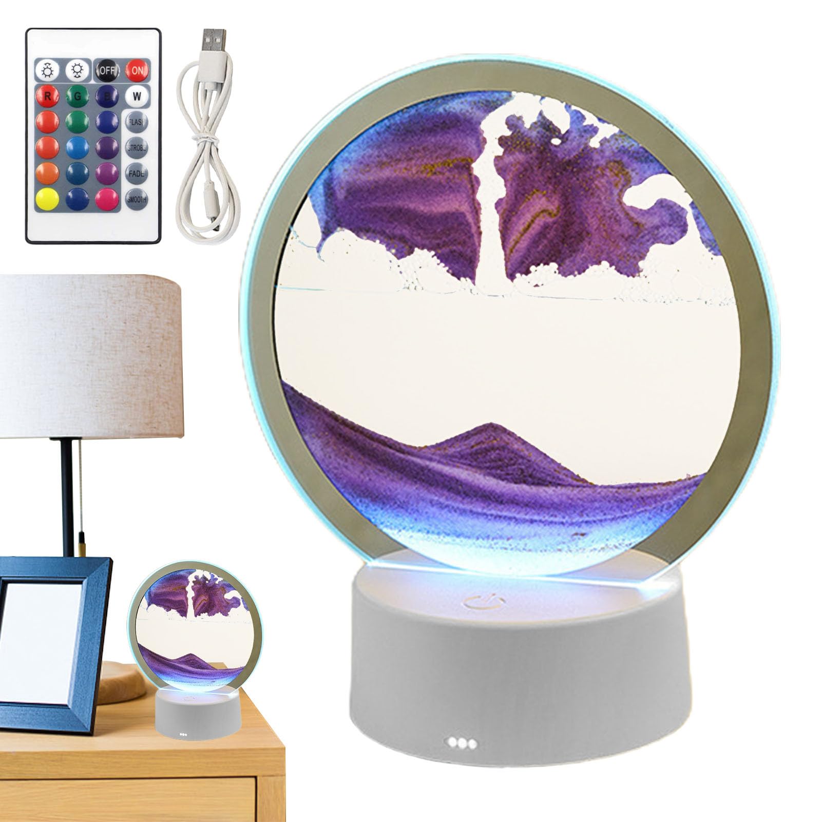 Ceolup E Moving Sand Art Tabl Lamp Moving Sand Art Pictur Quicksand Lamp With Usb Charging Moving Sand Art Flowing Sand Fram Desktop Art Bookshelves Hom Decoration