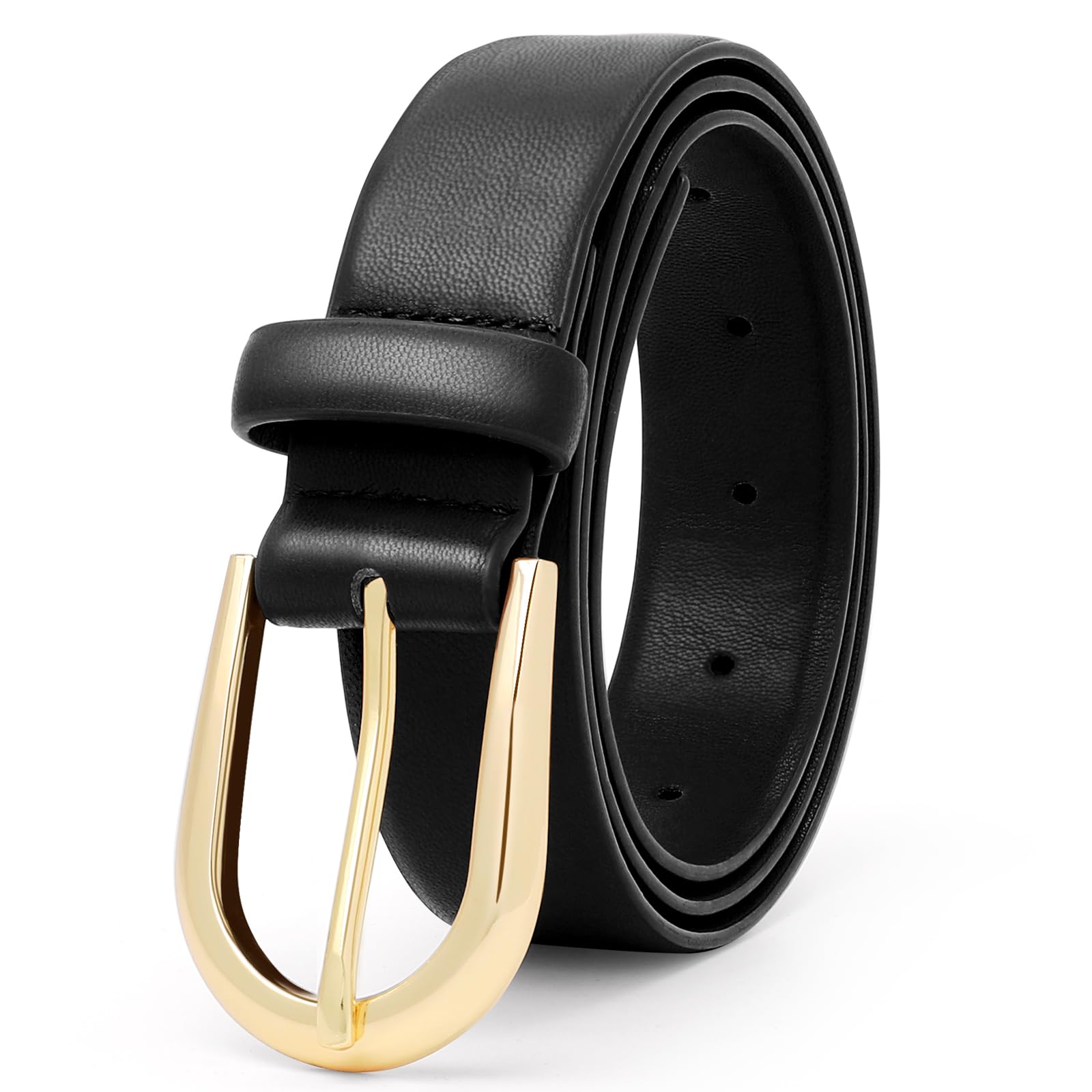 SANSTHS Women Belt for Jeans Pants Fashion Gold Buckle Ladies Dress Waist Belt