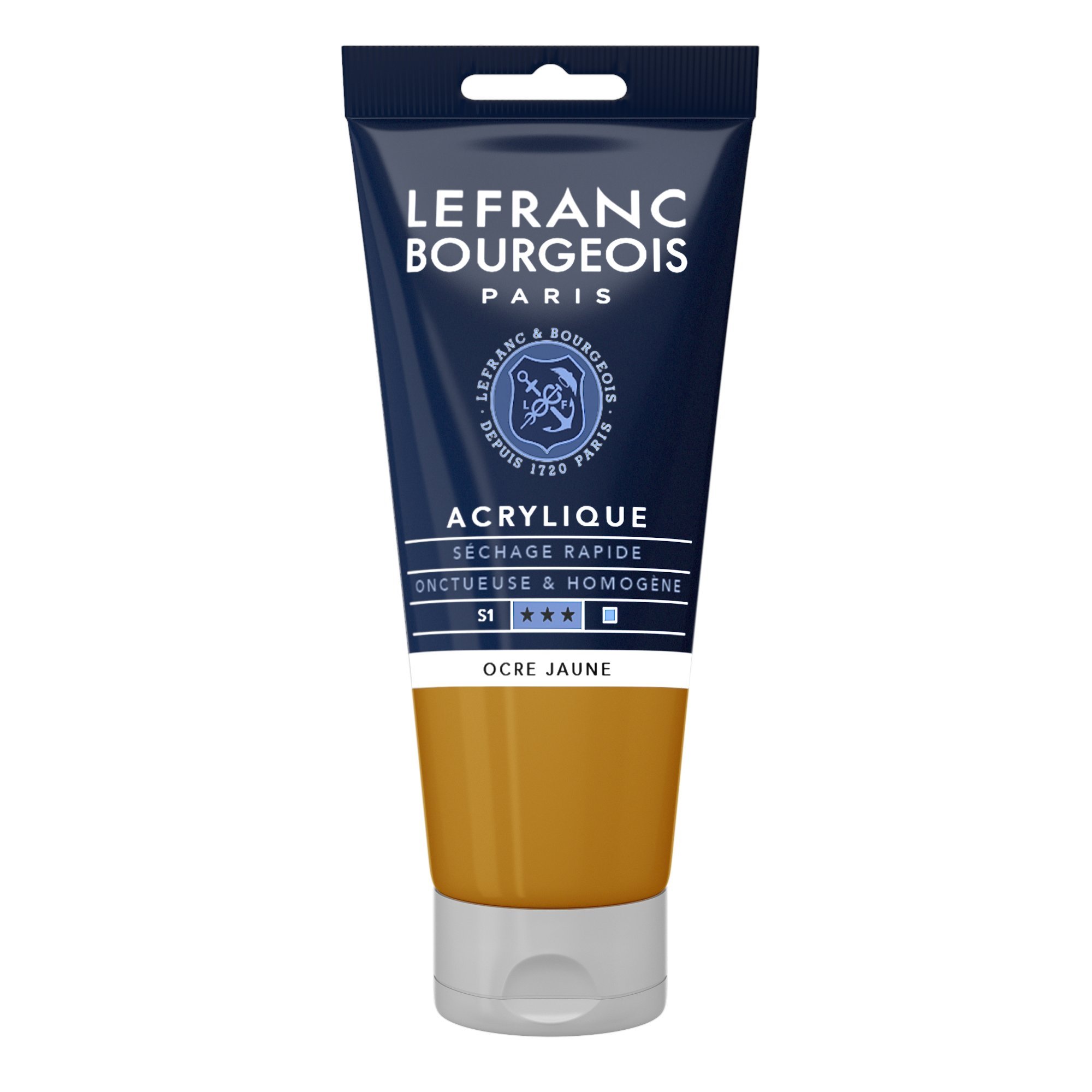Lefranc & Bourgeois 300473 80ml Tube, Highly Pigmented, Good Coverage, Creamy, Homogeneous Texture Fine Aycrl Ink – Yellow Ochre
