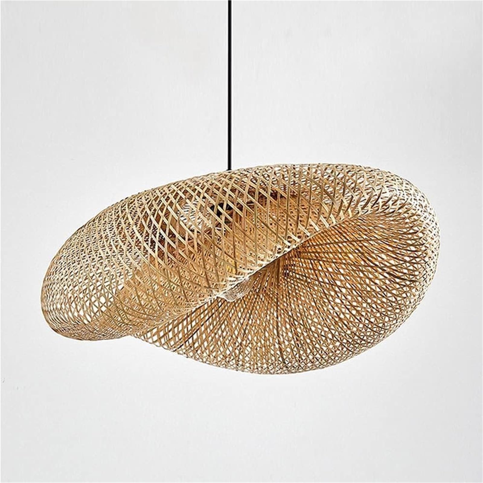 Lampada a Sospensione Ca con Paralume Cavo in Vimini Naturale, a Forma di Nido d'uccello, per Soggiorno, Lampada in Vimini
