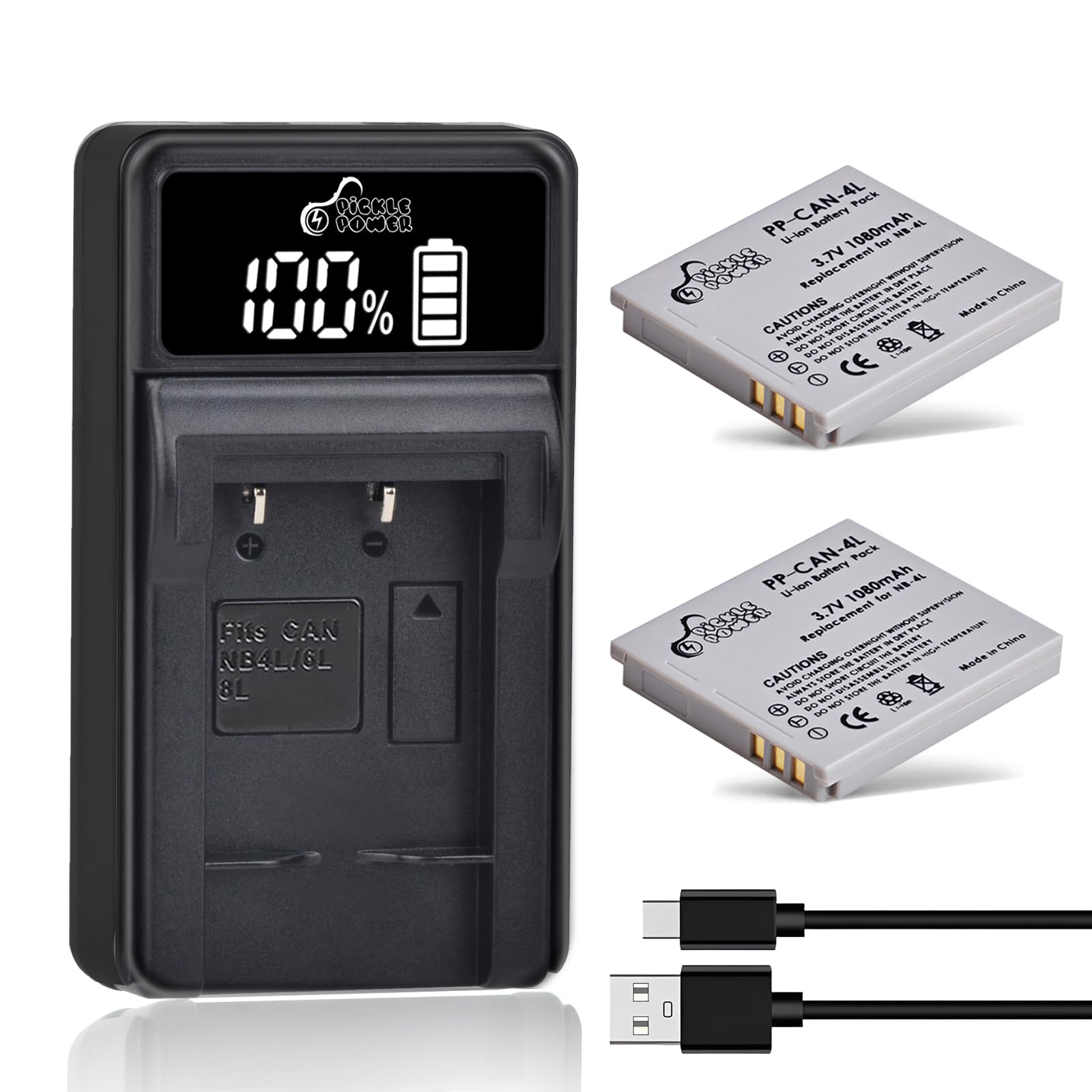Pickle Power NB-4L Battery and Charger for Canon PowerShot ELPH 100 HS