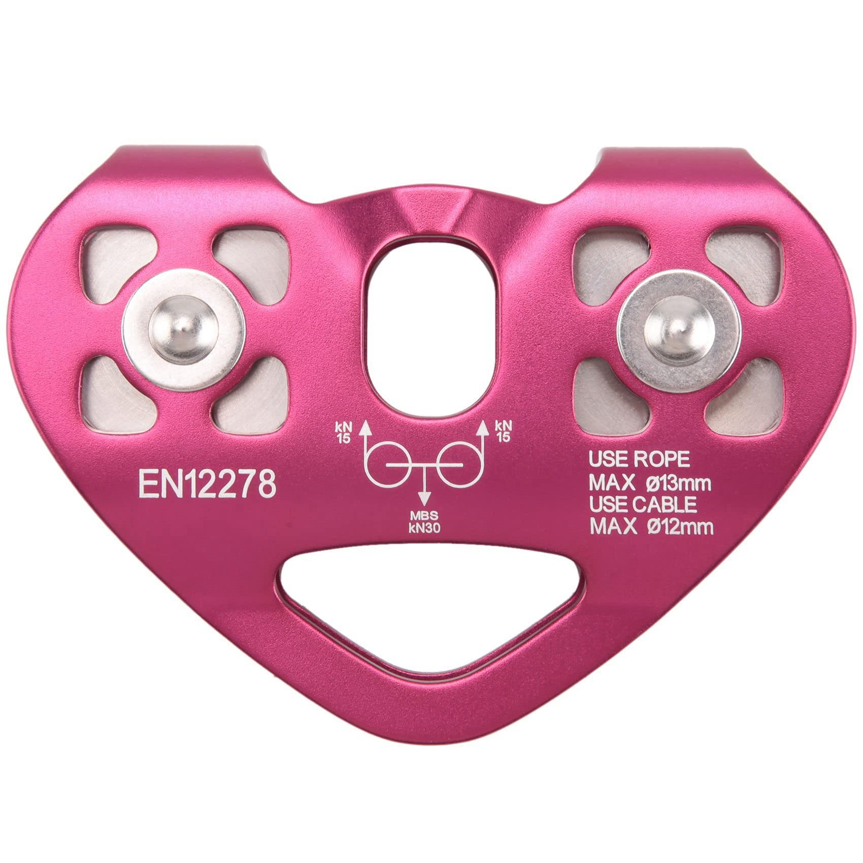 Poulie d'escalade double pour transport biaxial stable sur tyrolienne et câble en acier
