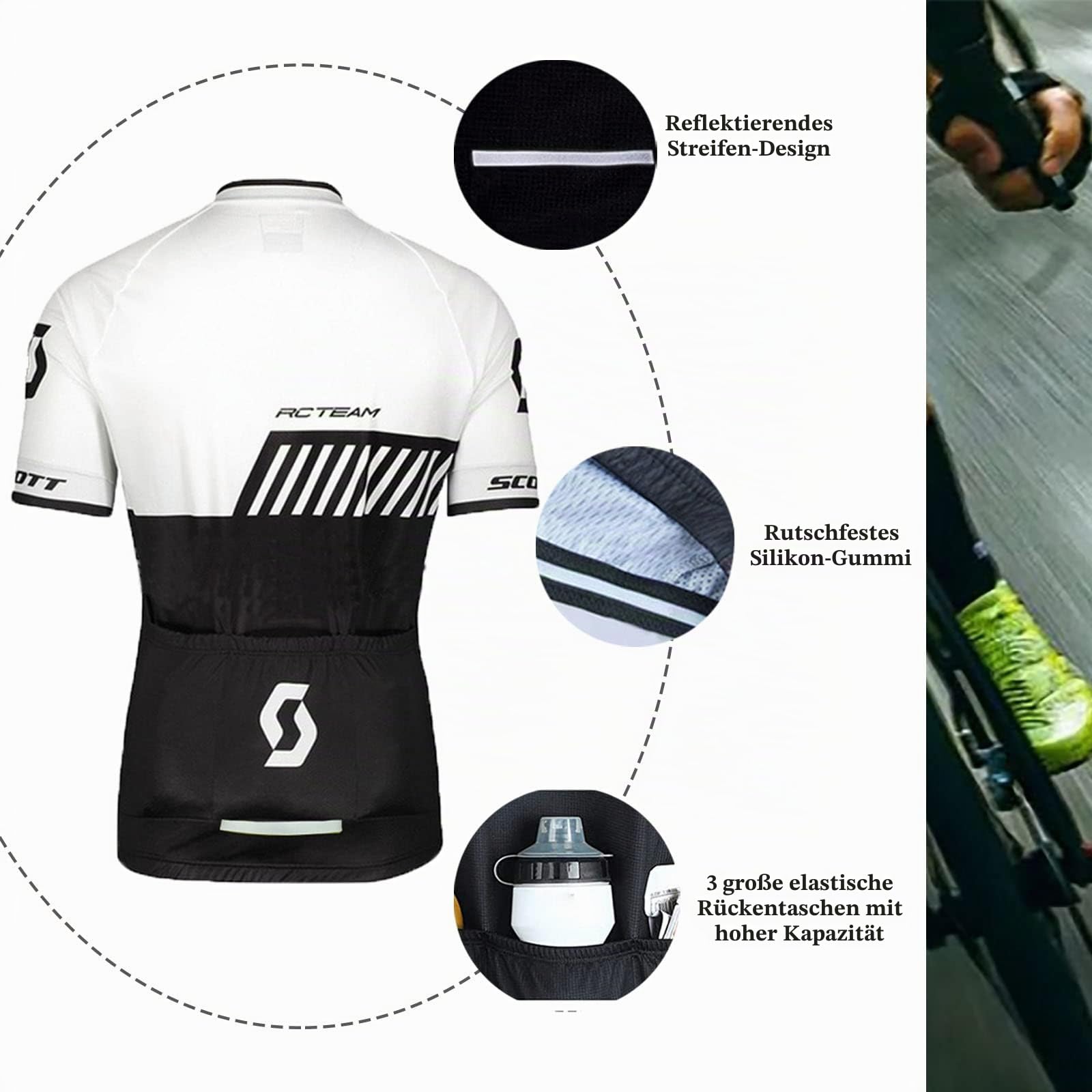 Herren Fahrradbekleidung Kurzarm MTB Radsportanzüge Radhose Radtrikots mit 3D-Gel-gepolsterten Shorts