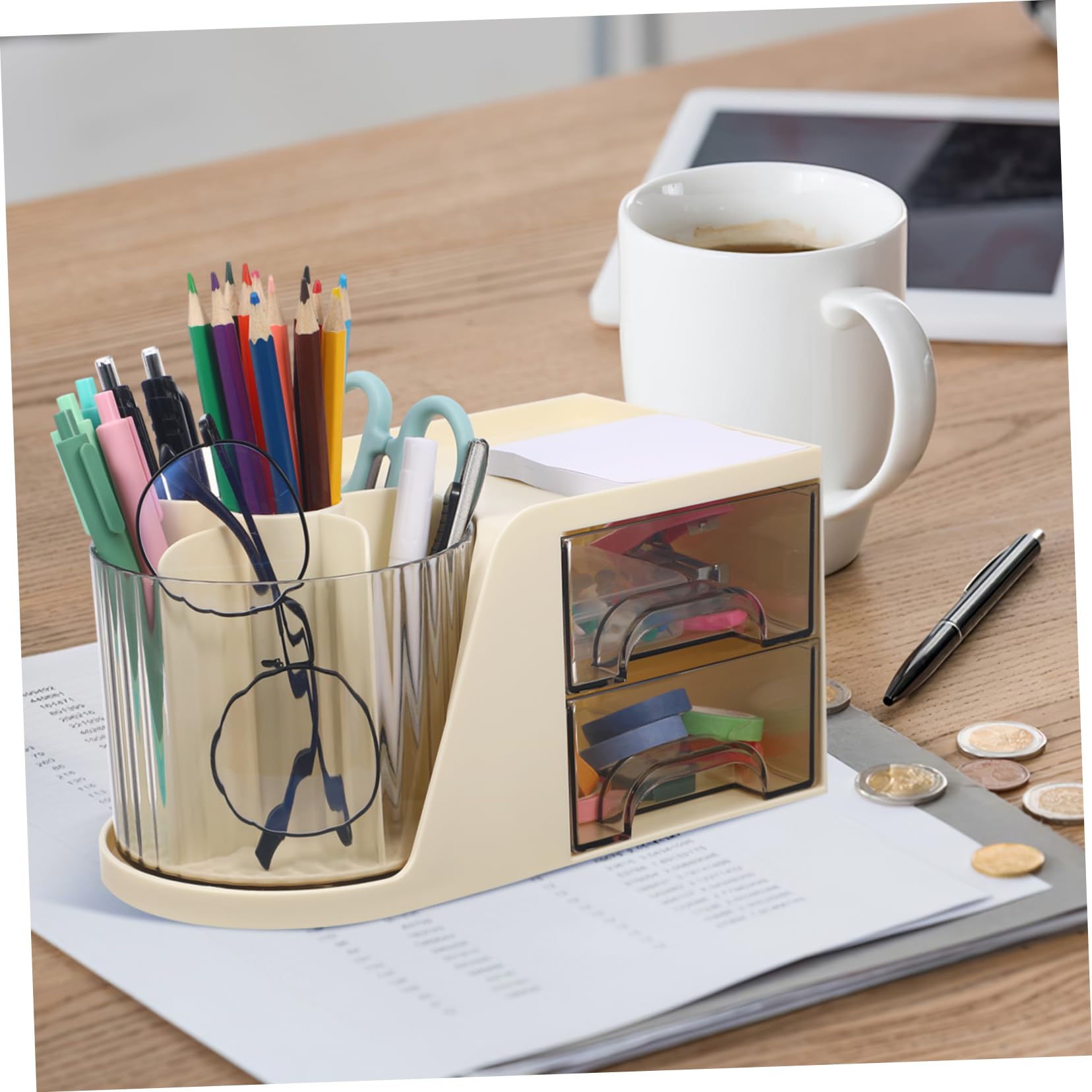 Hemobllo Portapenne Scrivania Organizer Contenitore per Penne Diviso in Scomparti Lisci per Cancelleria e Articoli per Ufficio Design Elegante e Moderno Risparmio Spazio per Scrivania