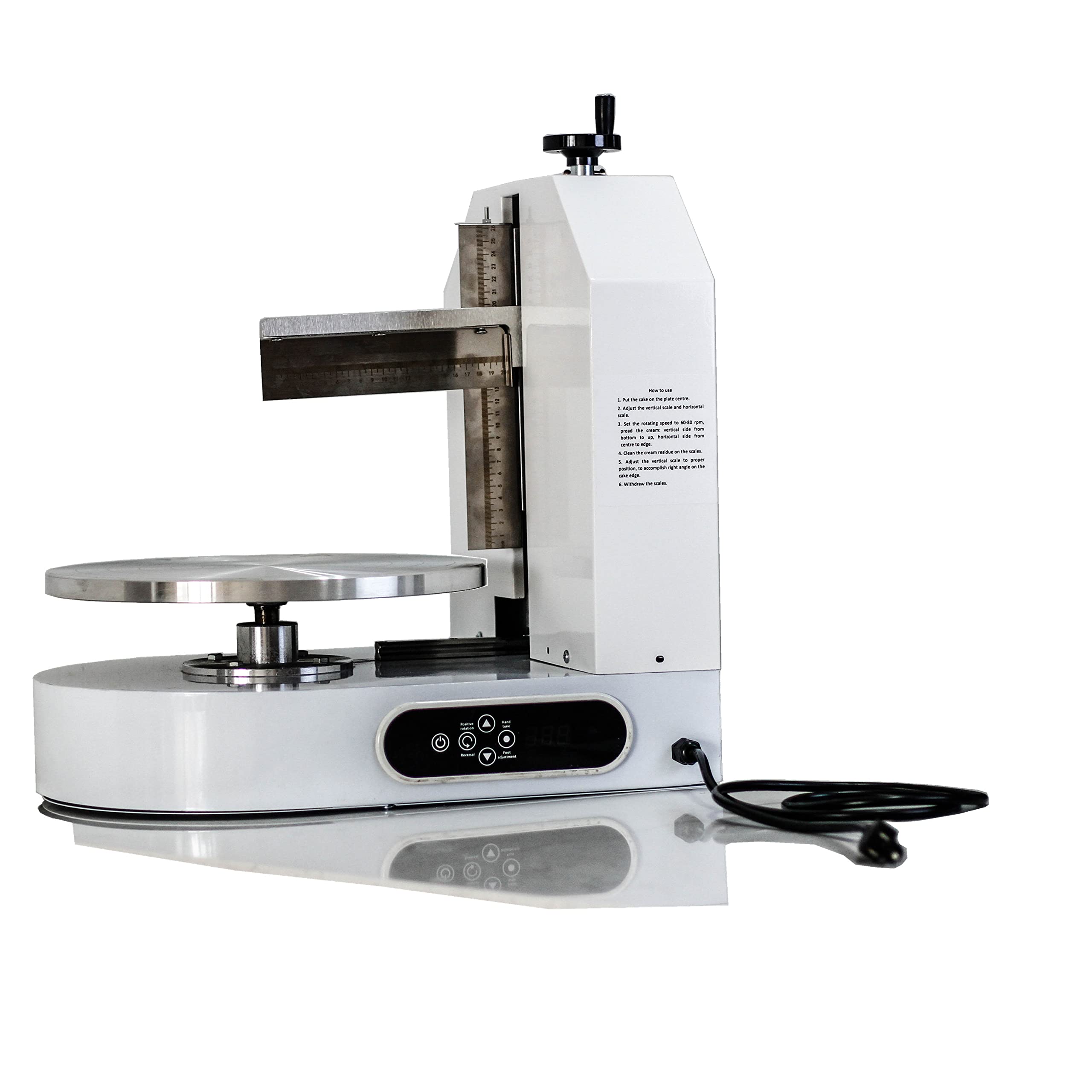 Photo 1 of 110V Electrical Rotating Adjustable Cake Edge Surface Scraper Automatic Birthday Cake Cream Spreading Coating Edge Smoothing Polisher Fast Cake Decrating Pan