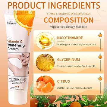 Underarms Whitening Cream, Body Cream, Underarm Cream for Dark Skin, Moisturizing, Hydrating and Reduce Odor, Skin Lightening for Underarm, Armpit, Knees, Elbows & Legs (60ml)