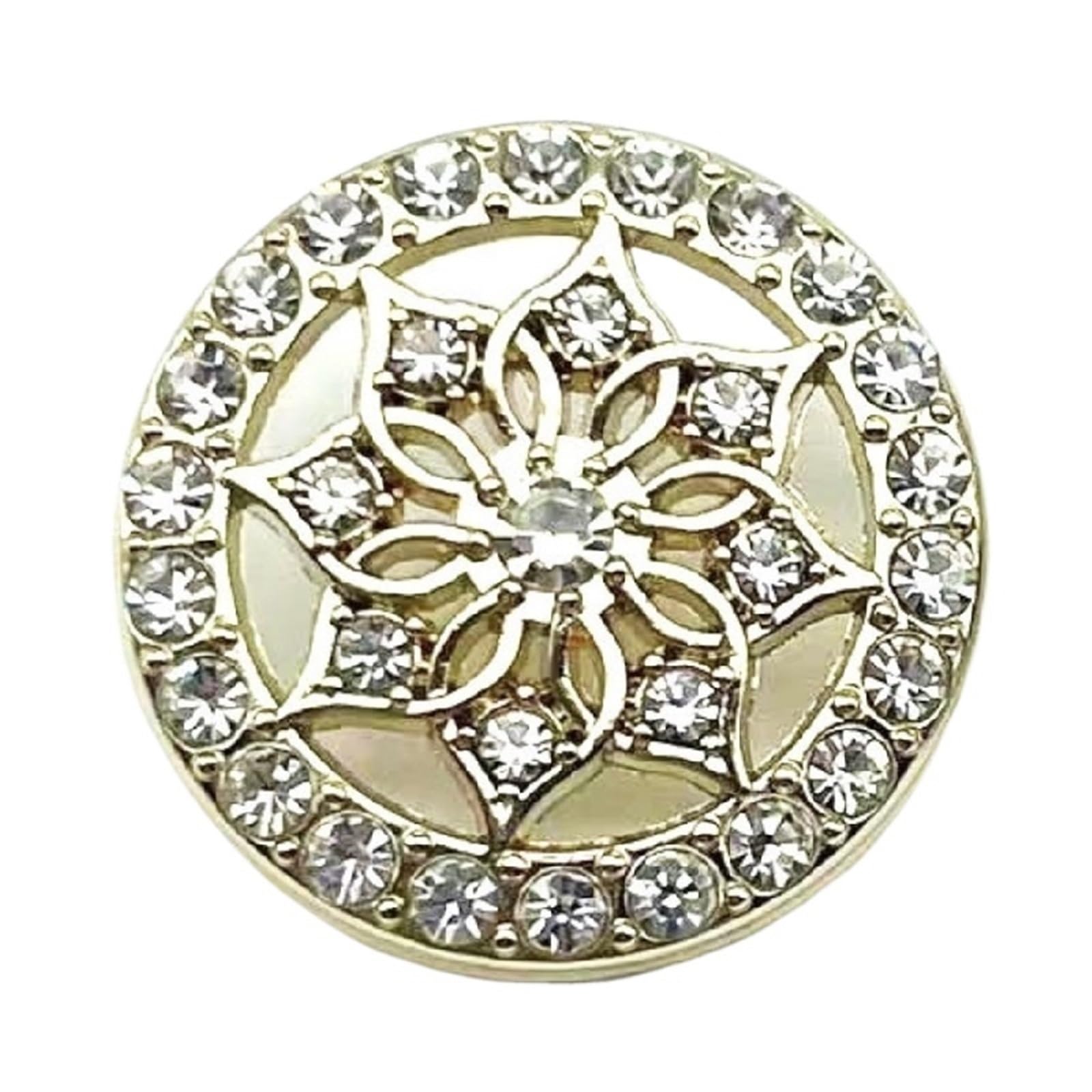 10 botones de metal con incrustaciones de diamante para costura, álbumes de recortes, manualidades, suéter, botón decorativo de 20 mm (dorado)
