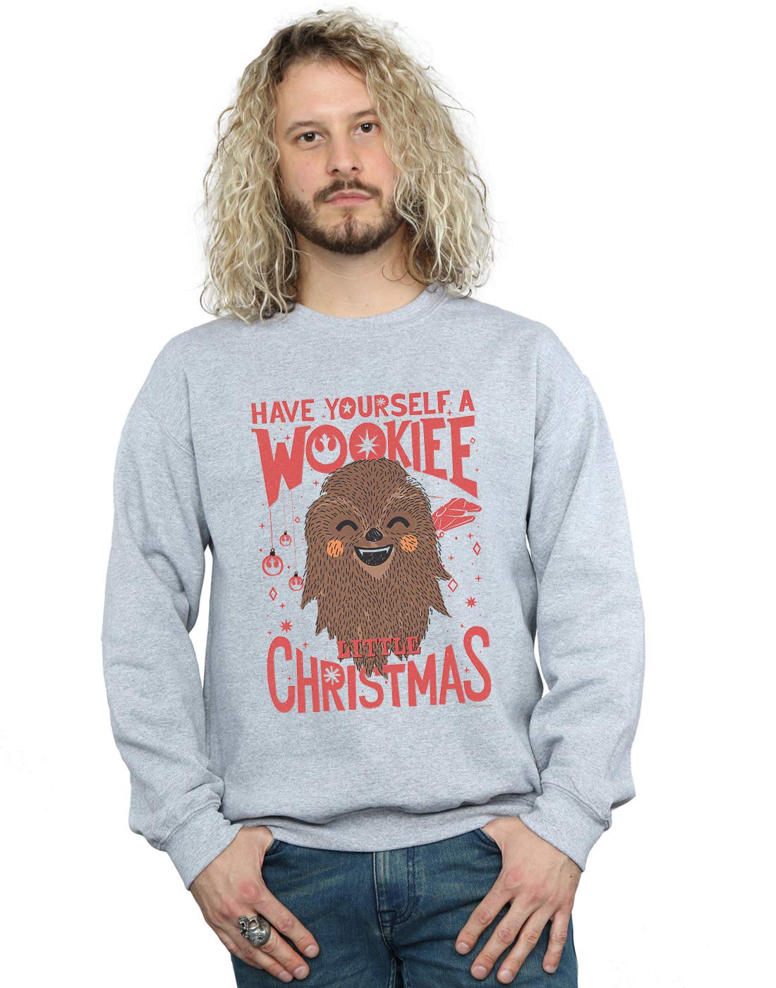 Star Wars Men's Wookiee Little Christmas Sweatshirt Sport Grey X-Large