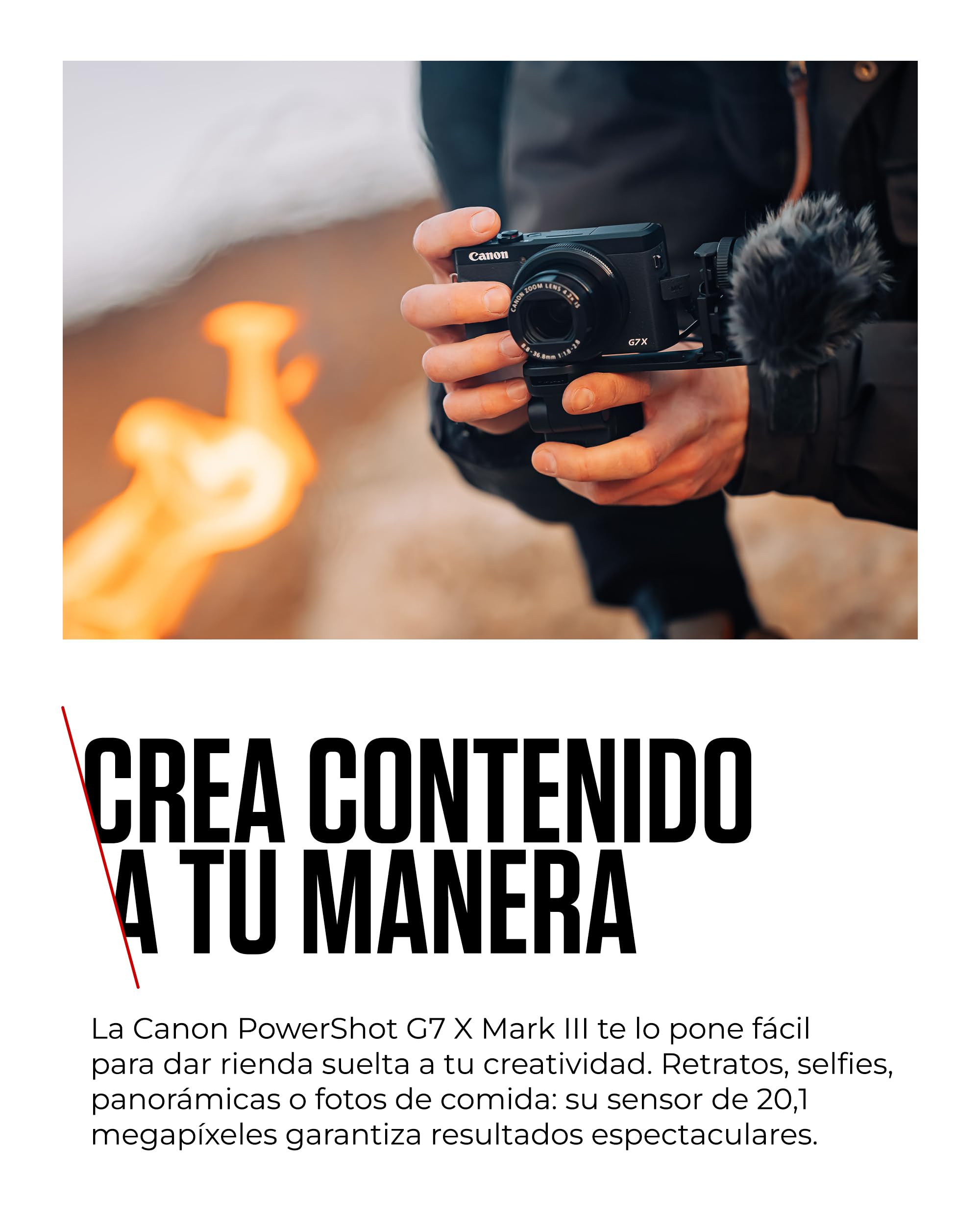 Canon Powershot G7 X Mark III 3638C002 - Cámara Digital (20.1 MP, Pantalla Táctil LCD Plegable de 7.5 cm, Pantalla Abatible, WLAN, Zoom de 4.2X, 4K, CMOS) Plata