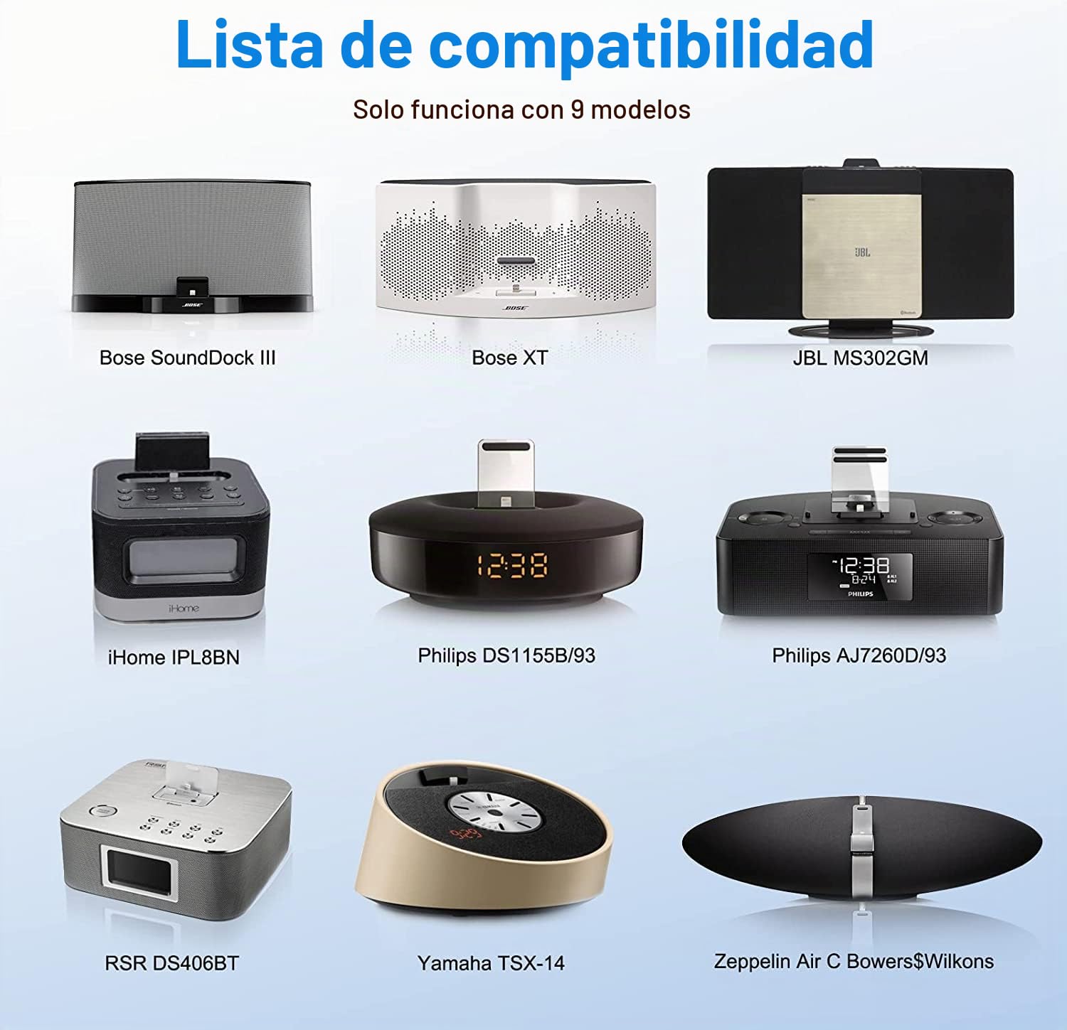 ZIOCOM 8 Pin Bluetooth aptX Adaptador y Recibidor para Bose Sounddock III/XT, JBL MS302GM, Philips DS1155B/93, Philips AJ7260D/93, Yamaha TSX-14, iHome IPL8BN, RSR DS406BT