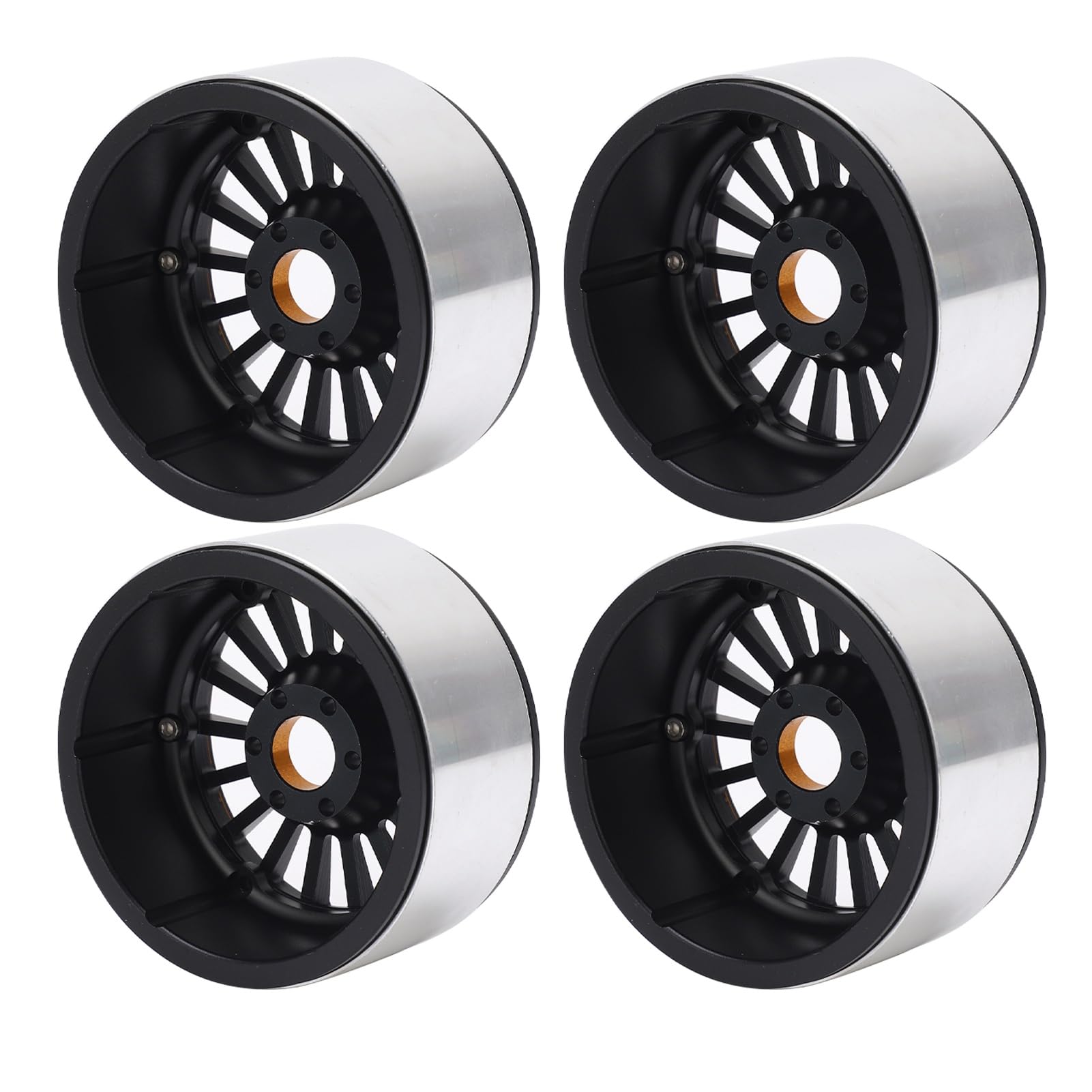 Cerchio in lega di alluminio RC da 2,6 pollici, 4 pezzi; cerchio metallico per auto RC, facile da installare e dal design leggero; ricambio per Axial RR10 90048, parti per auto RC (Oro)