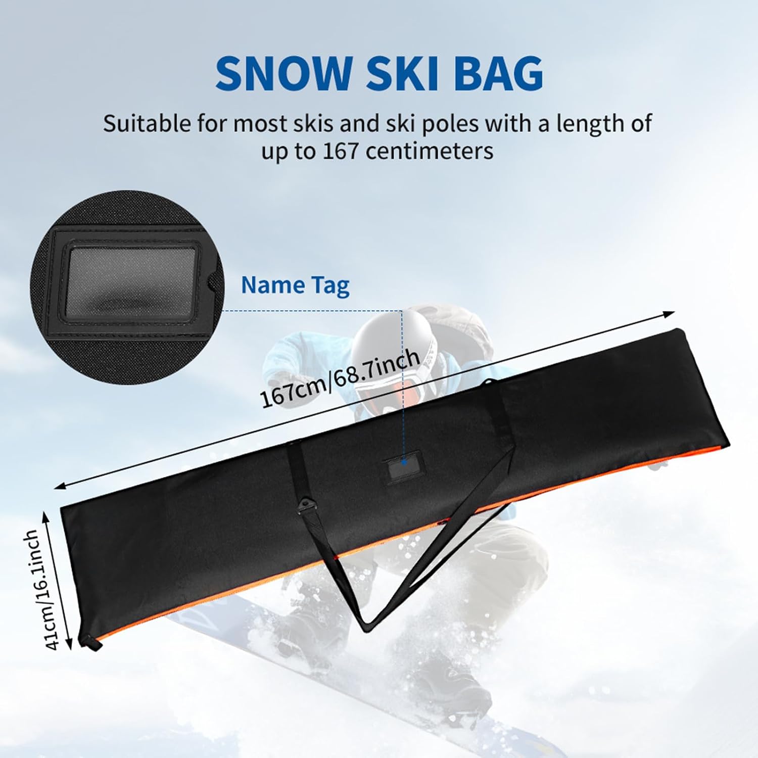 Snowboard Bag - Waterproof Protective Winter Sports Gear Storage Pouch | Durable Snow Ski Equipment Carrier with Adjustable Straps & Zipper Closure for Training, Outdoor Adventures, Mountain