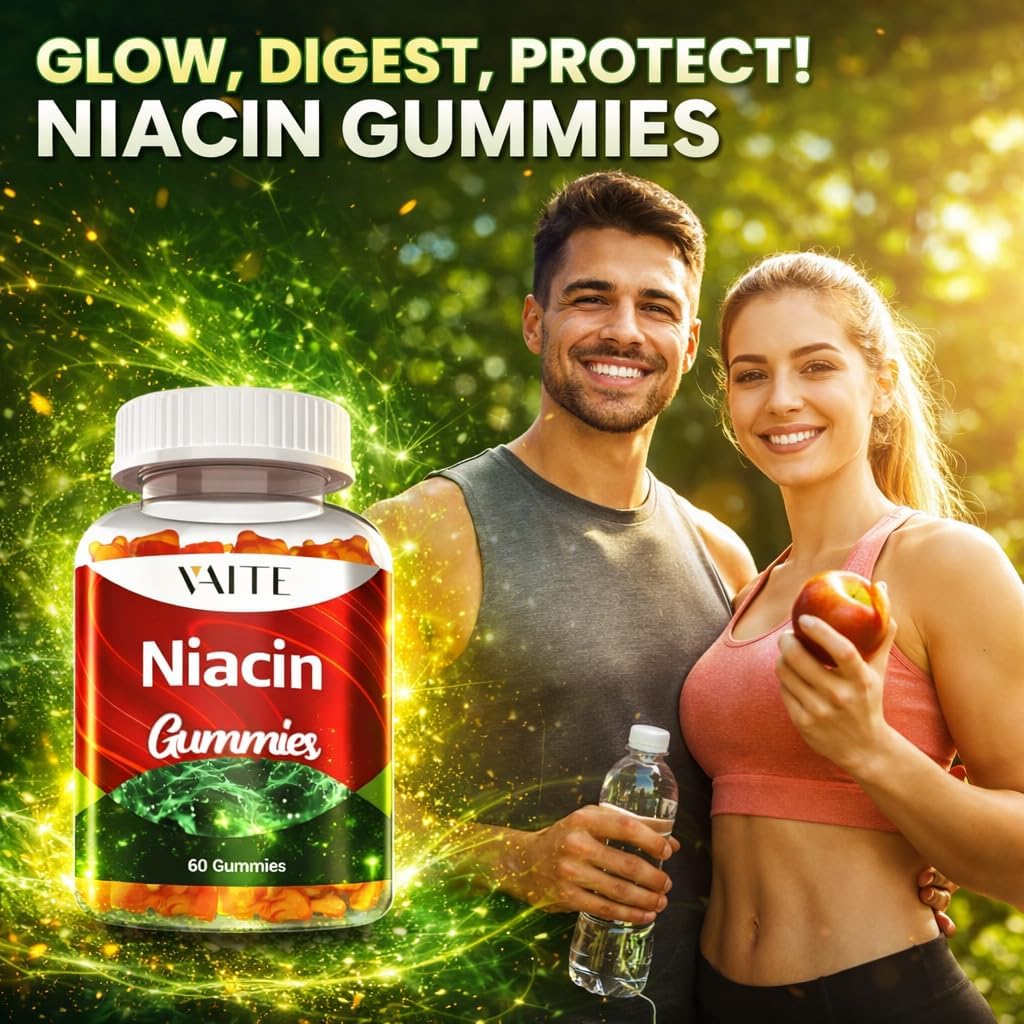 VAITE Niacin (Vitamin B3) 1000mg Supplement – Antioxidant & Energy Support, Nicotinic Acid for Nutrient Conversion & Skin Hydration, Sugar-Free, 60 Vegan Gummies, Non-GMO, Daily Chewable