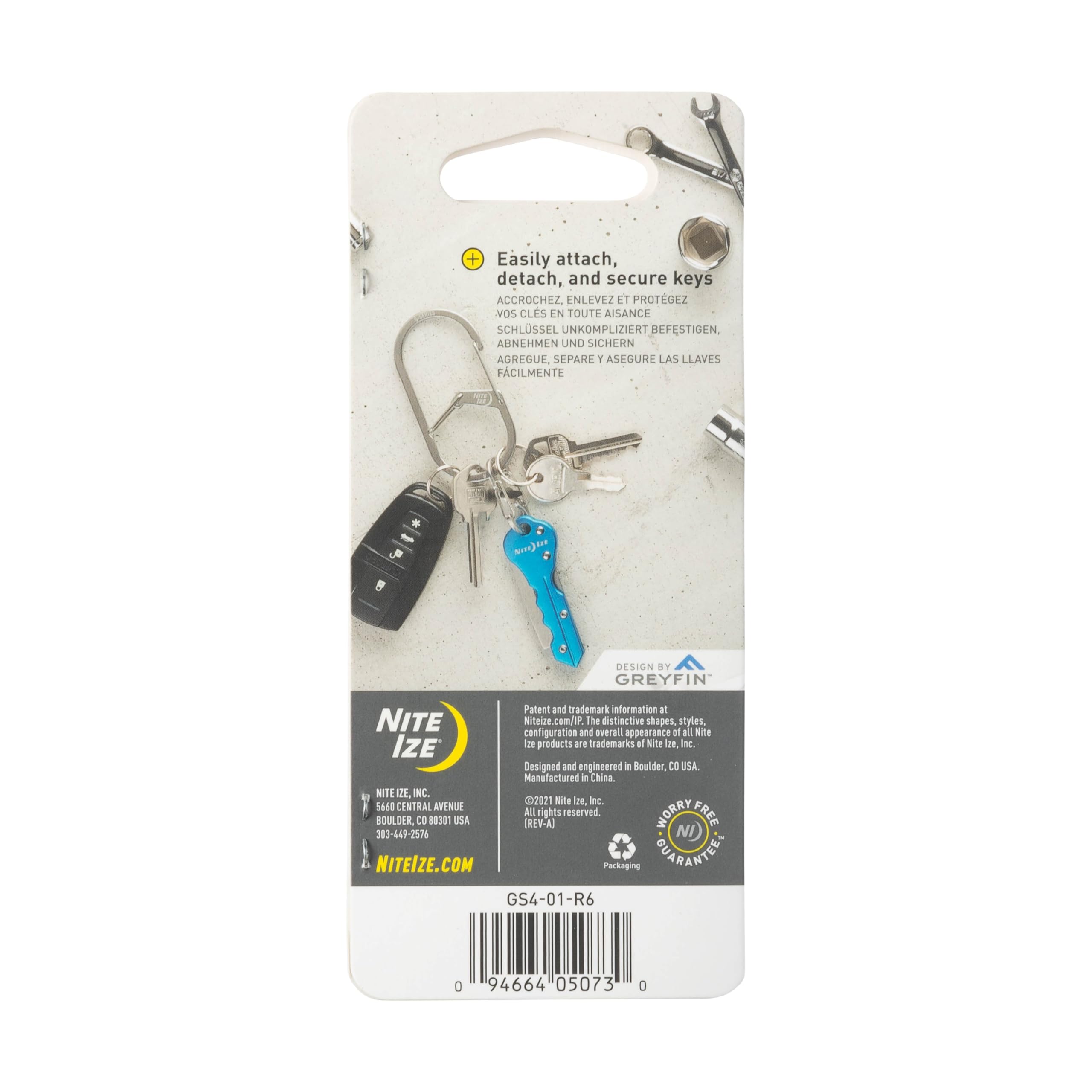 Nite Ize G-Series Dual Chamber Carabiner - Heavy-Duty Key Organizer Carabiner Clip - Dual Chamber Carabiner with Wire Gate Closure - Black, Size 4 (4 Pack)