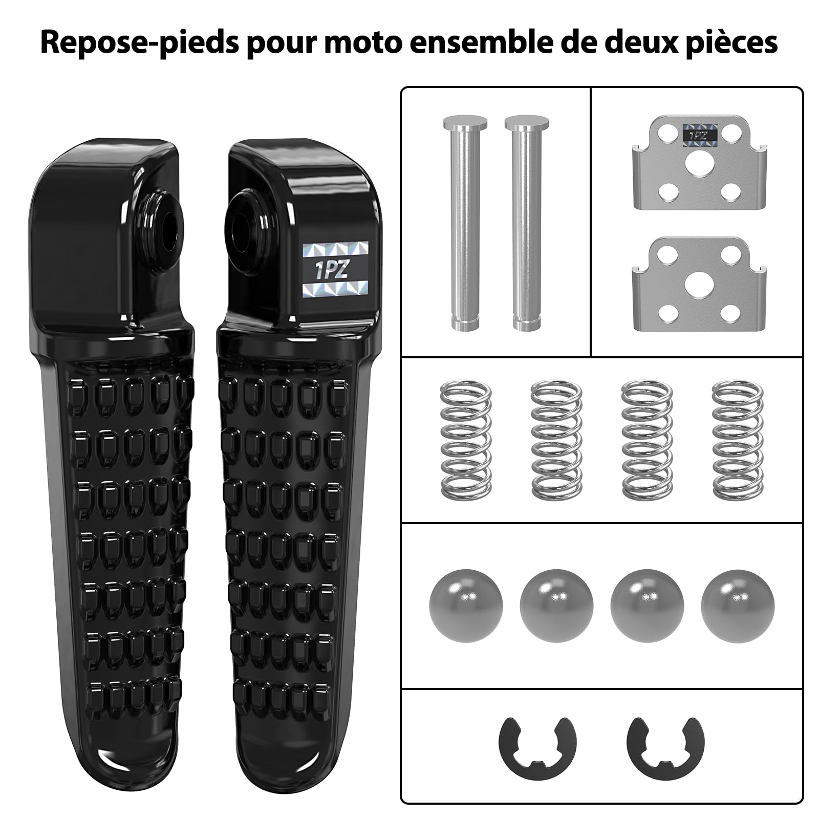 1PZ FZX-10R Repose-pieds pour moto Ensemble de deux pièces Compatible avec Kawasaki ZX-6R ZX-7R ZX-9R ZX-10R ZX-12R Z1000