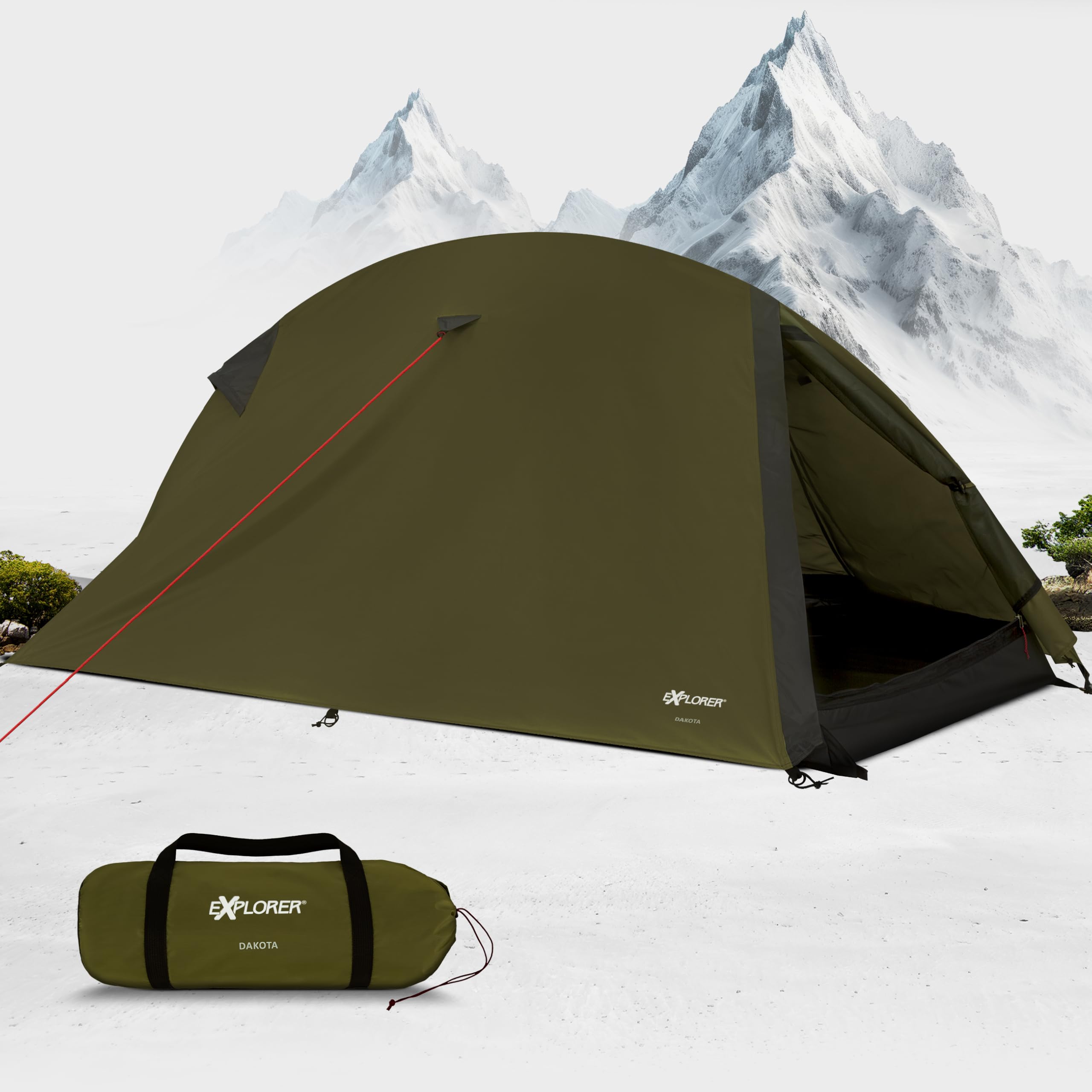 EXPLORER Dakota 1-2 Personen Zelt kleines Packmaß Ultraleicht für Fahrrad oder Motorrad Reise 1-2 Personen 3000mm Wassersäule mit separatem Innenzelt wasserdichter Boden Wandern Trekking Camping