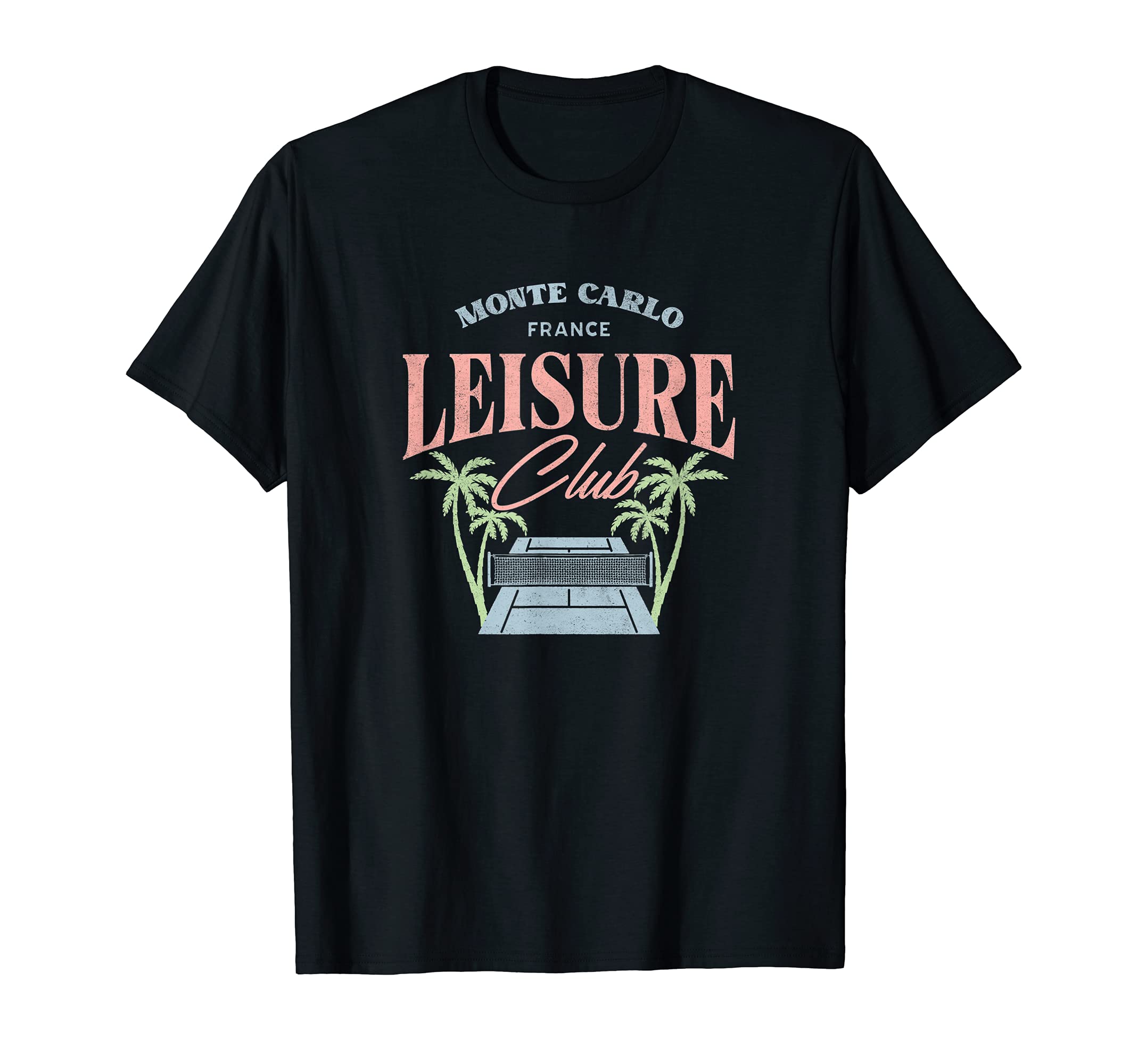 Monte Carlo Leisure Club Tennis Court & Palm Trees T-Shirt