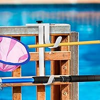 Vista 5 de Savita 2 ganchos dobles para poste de piscina, panel grueso ajustable, ganchos de equipo de valla de piscina, ganchos de metal para colgar