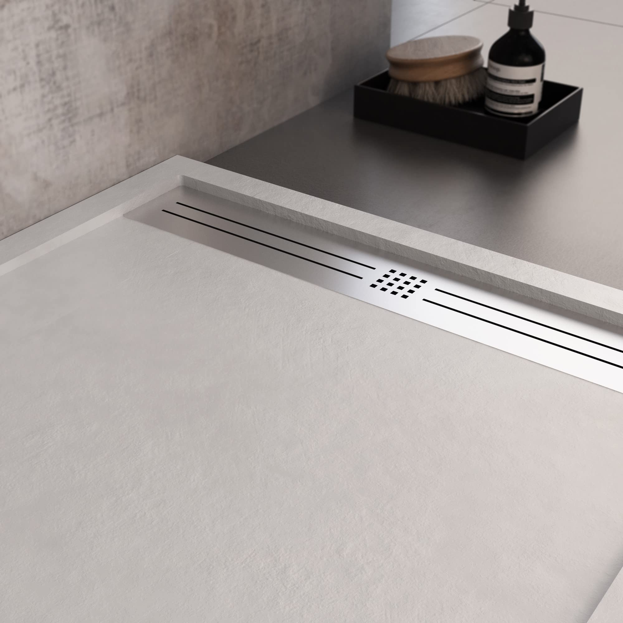 OLIMPO DOCCE - Plato de ducha de mármol blanco efecto piedra cemento Relax - 90 x 120 cm