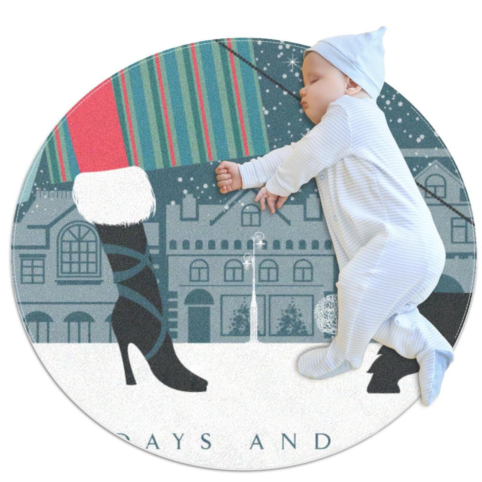Chien du Village de Noël tapis rond pour une ambiance de fête chaleureuse