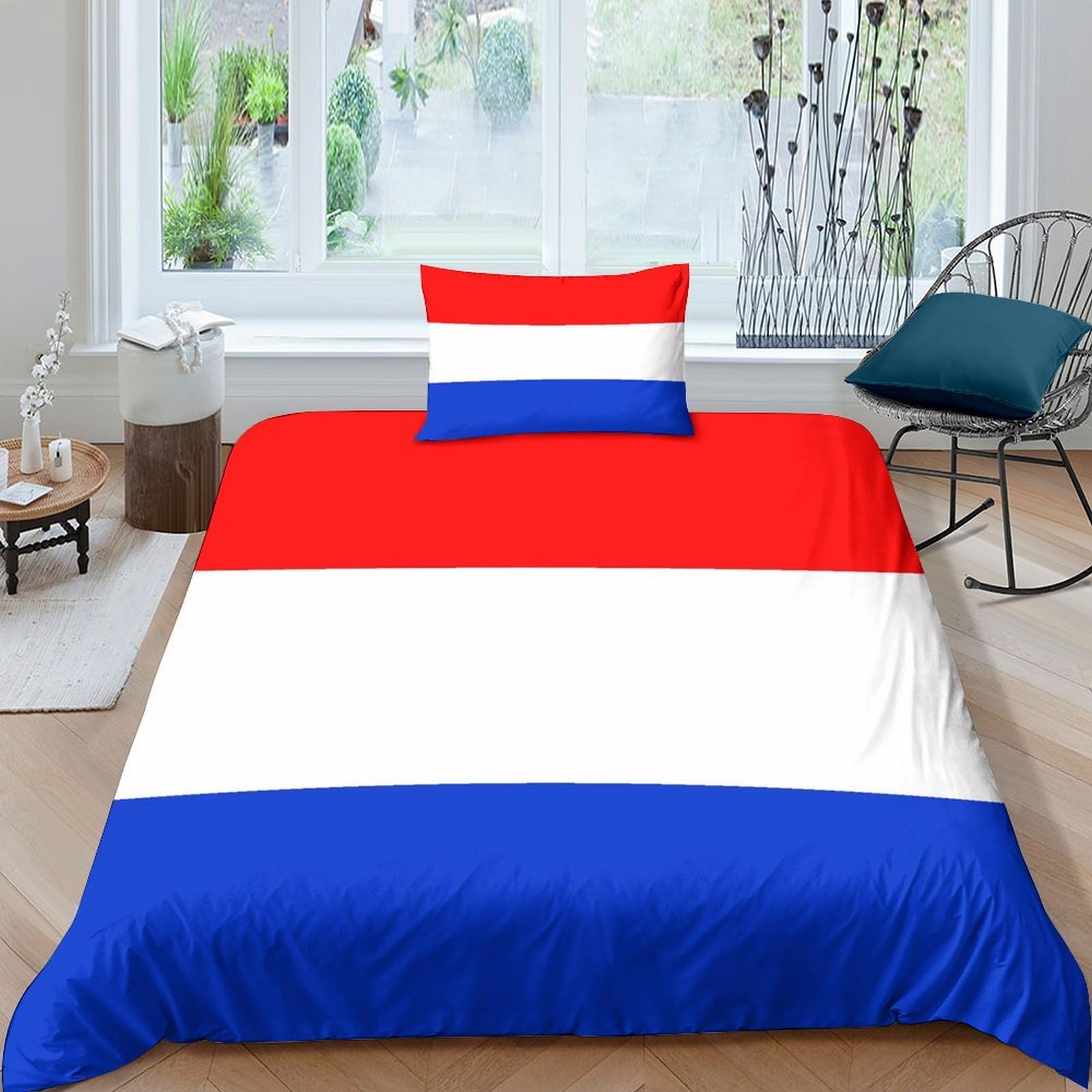 AAHARYA Netherlands Flag Bedding Set 3D National Flag Duvet Cover Set Soft Microfiber Quilt Cover with Pillowcases Single（135x200cm） — image 1