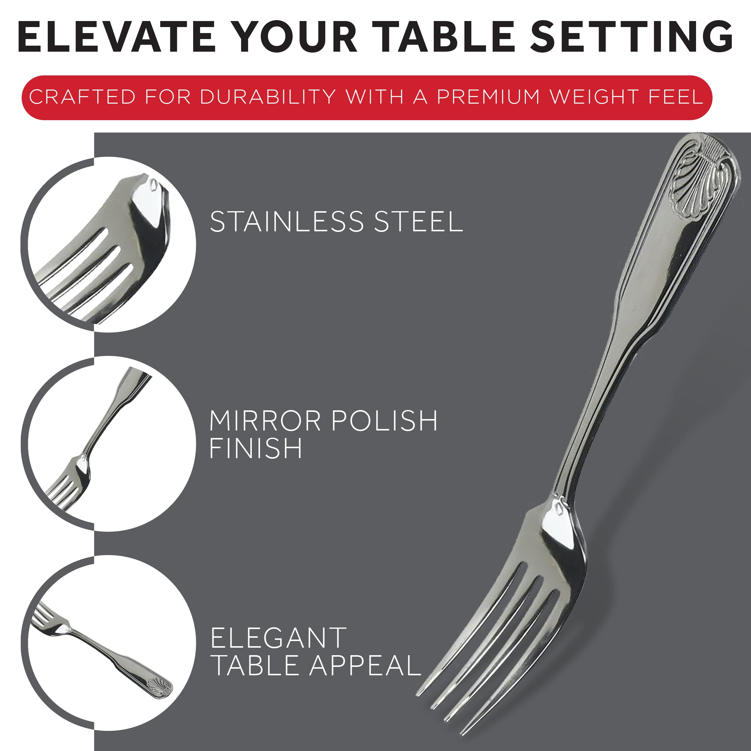 Winco St 12-Piece Toulouse Dinner Fork Set, 18-0 Extra Heavy Weight Stainless Steel, Silver — Amazon image 5