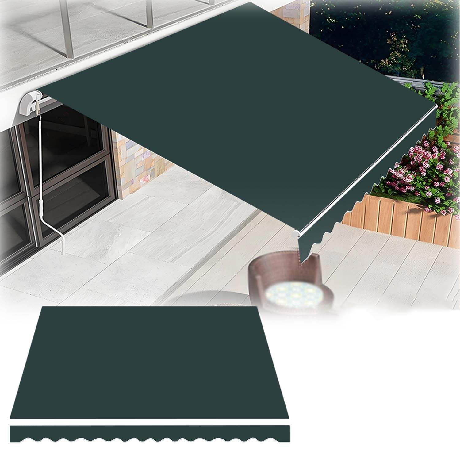 Toile de store imperméable et résistante 400 x 300 cm vert foncé