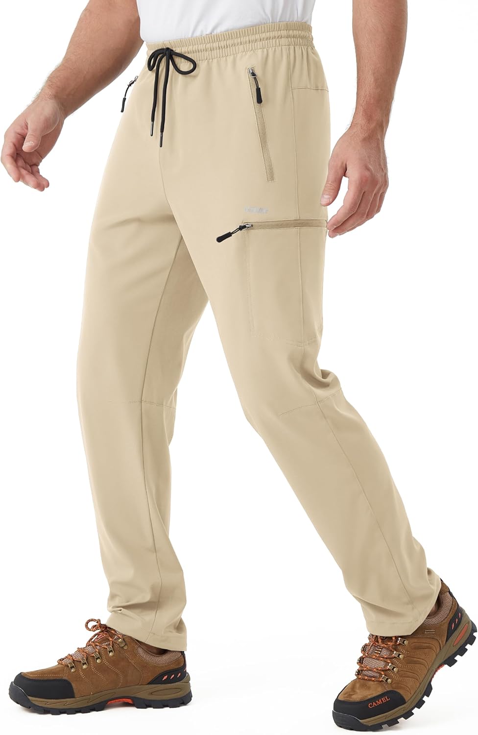 Mens Stretch Hiking Pants Cargo Quick Dry Lightweight Water Resistant Outdoor Fishing Pants Adjustable Bottom Pockets