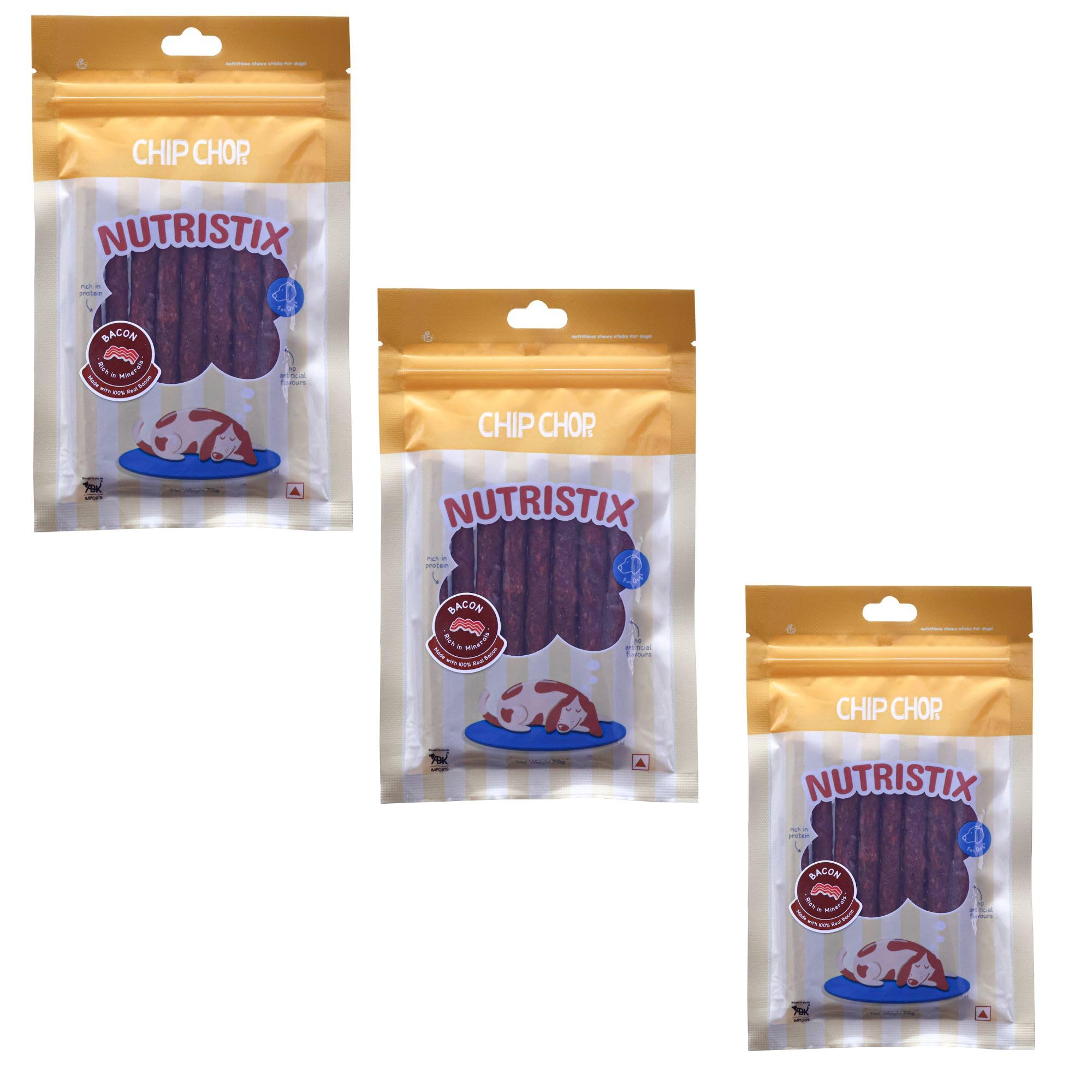 Chip Chops Nutristix Bacon Flavour, Dog Treat, High in Protein, Nutritional and Healthy Dog Snacks for Training, Rewards and Food Topping, Pack of 3 (B0CG3DRTJW) Amazon Price History, Amazon Price Tracker