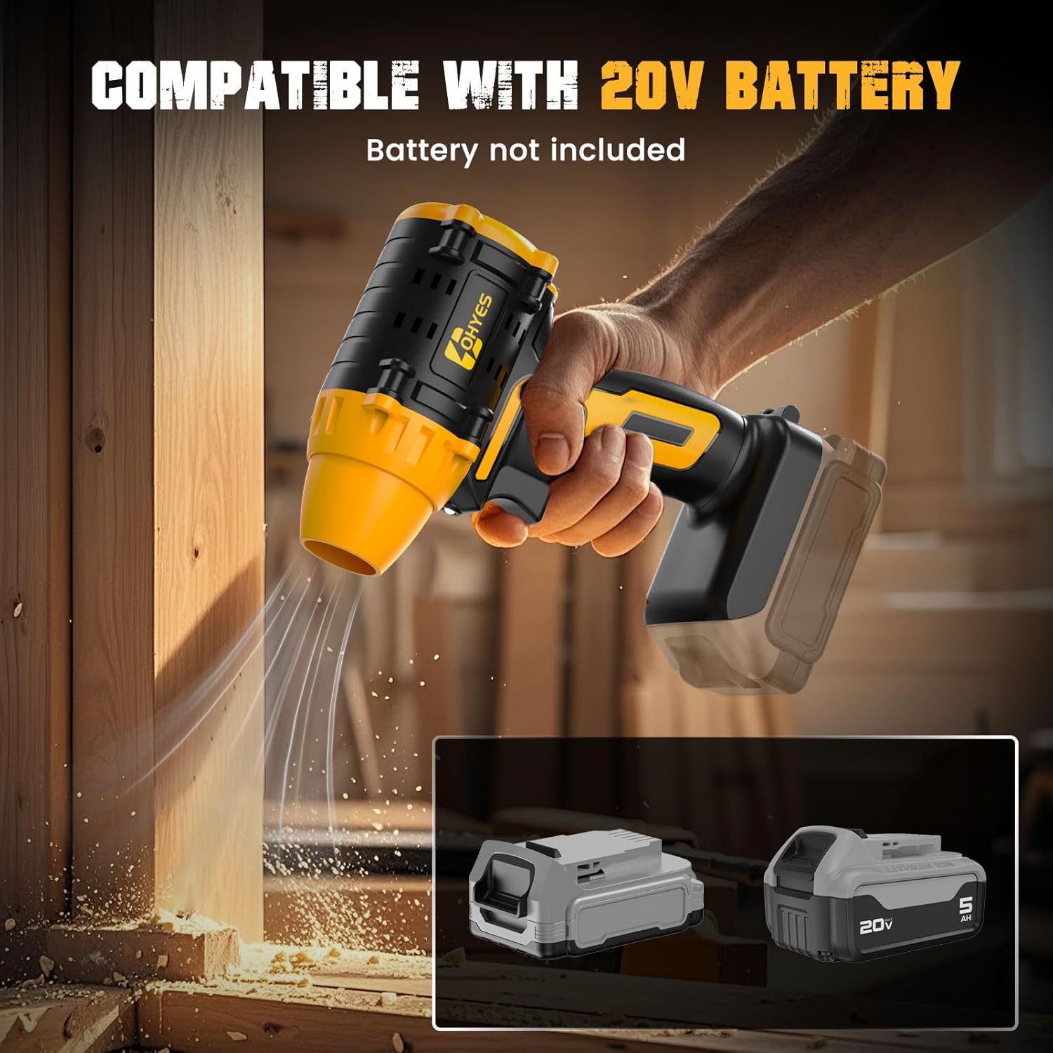 ohyes Air Blower Brushless HighSpeed Motor Compatible with DeWALT 20v Max Battery Air Duster Leaf Blower for Camping BBQ & Workshop (Battery not Included) - Image 4