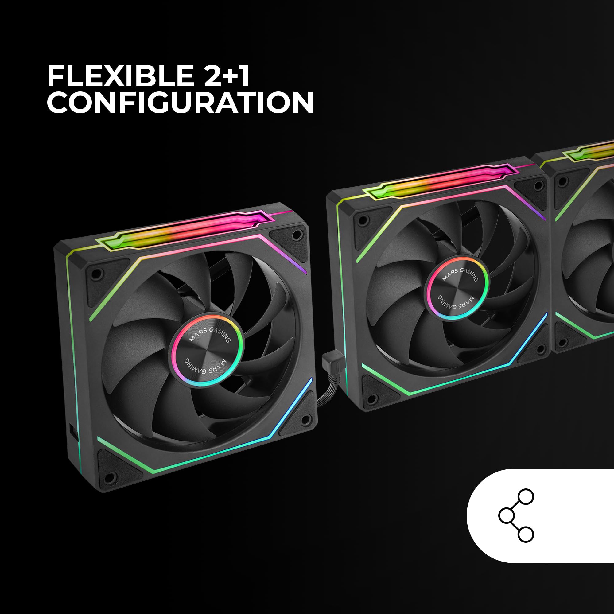 Mars Gaming MFD, Ventilador 120mm CHROMA RGB Dual Automático, Ultra Silencioso 14dB, Conexión Molex 4PIN, Sistema Antivibraciones, Transparente — view 135