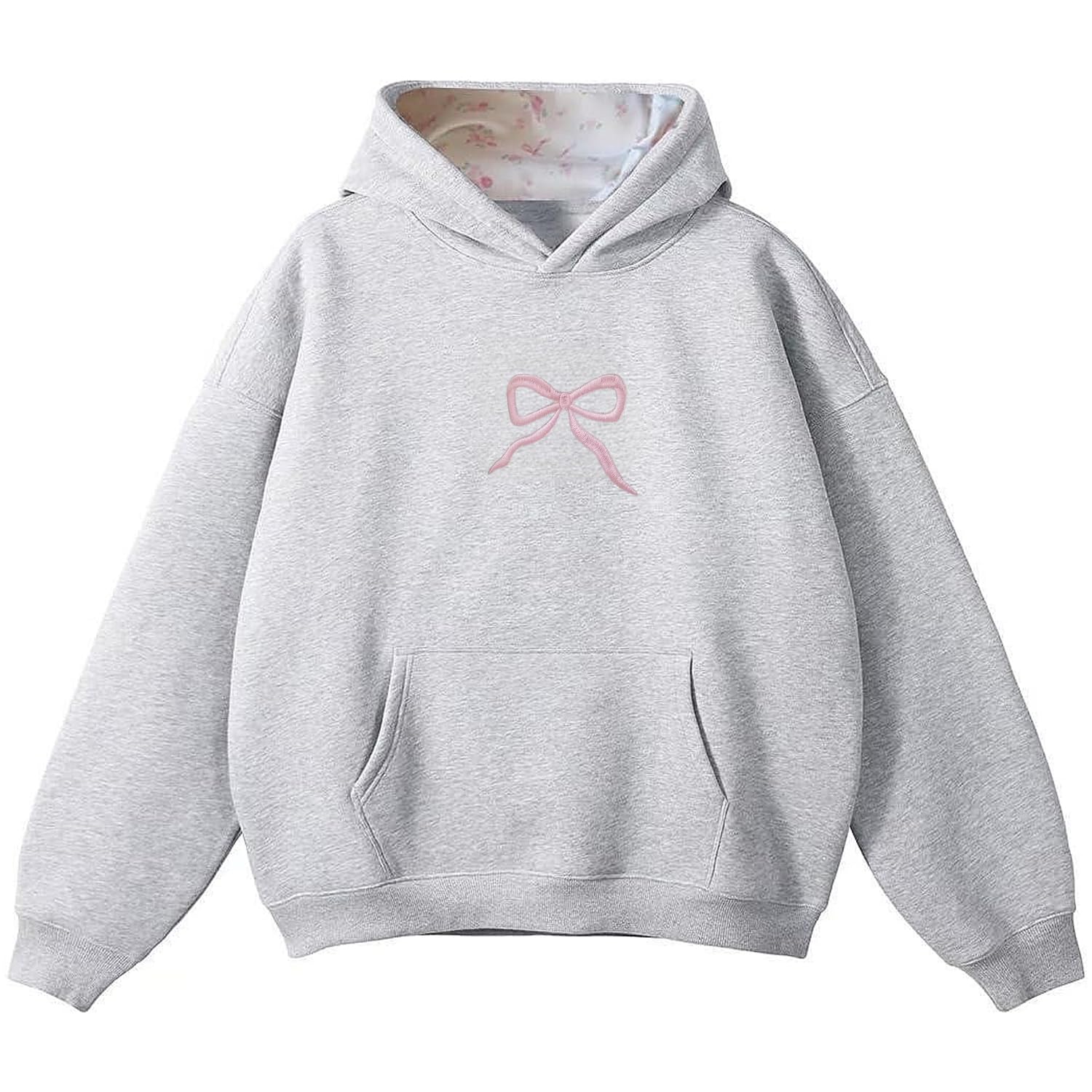 Embroidered Bow Hoodie for Women Cute Trendy Preppy Sweatshirts Aesthetic Hoodies Y2K Long Sleeve Sweatshirt Pullover