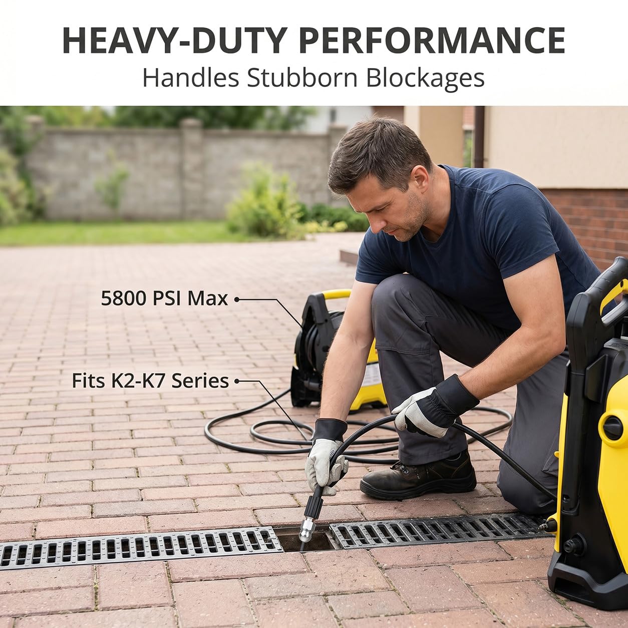 QWORK® Tuyau de Débouchage Canalisation 30m – 5800 PSI / 400 Bar avec 5 Buses et Adaptateur Laiton, compatible avec Karcher K2-K7 – Flexible Haute Pression Heavy Duty pour Égout, Évier et Drain