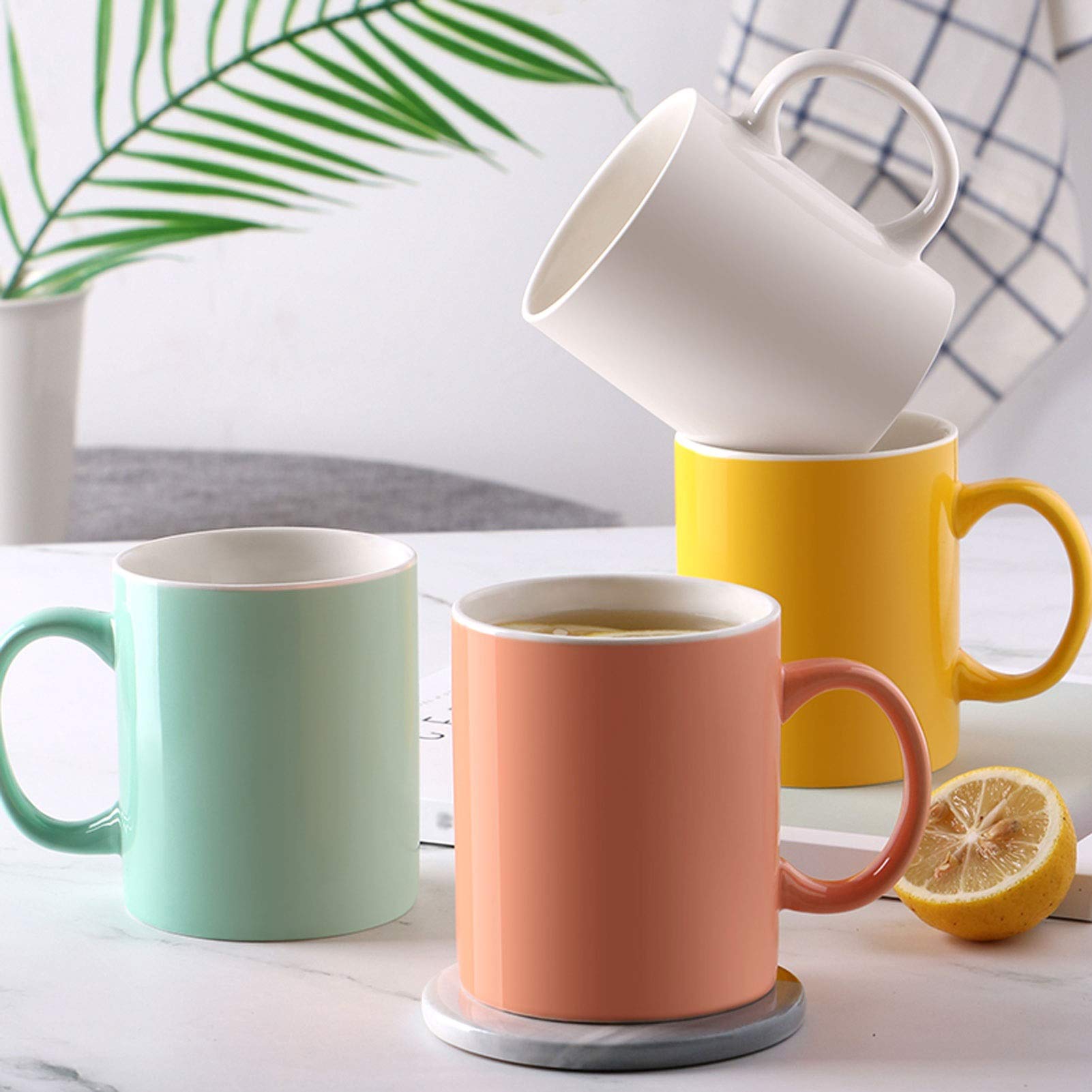 Generic Tazas de Café de Cerámica Tazas de Café de Cerámica de Color Juego de Tazas de Café de Ocio Familiar en la Sala de Estar (6)/Naranja/330 Ml