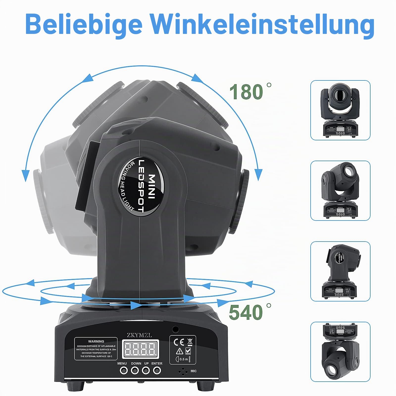 ZKYMZL 25W LED Moving Head Bühnenlicht Beam dmx512 Partylichter Spot Licht Lampe 8 Farben 8 Muster Lichteffekt für Bar Party Halloween Weihnachten Hochzeit Disco...