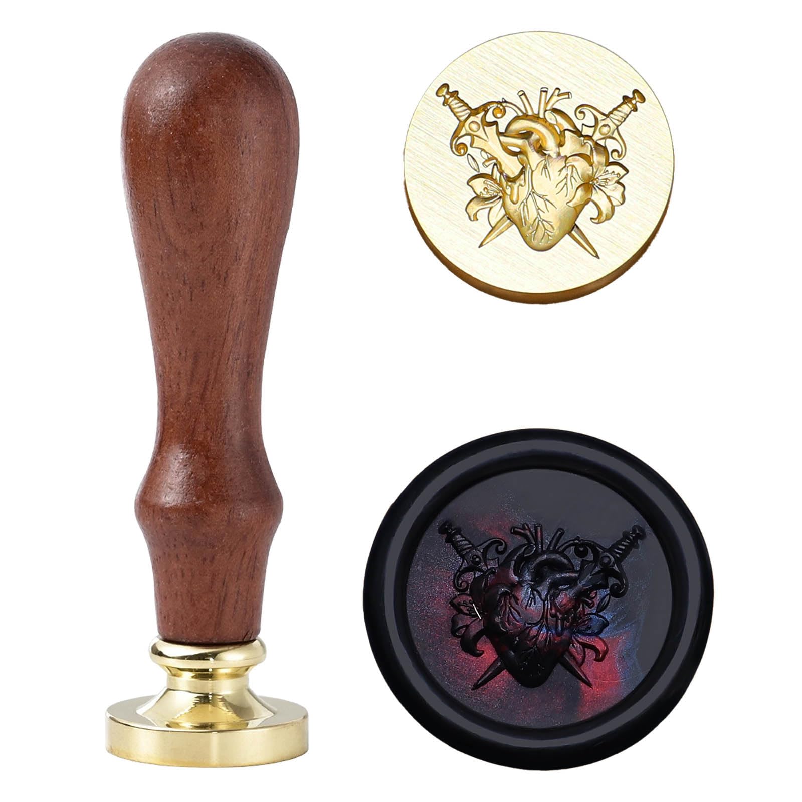 Halloween Wax Seal Stamp, Broken Heart Sword Stamp Head, Virgin of Sacred Heart Brass Head Replacement, 25mm Gold Seal Stamp for Christian