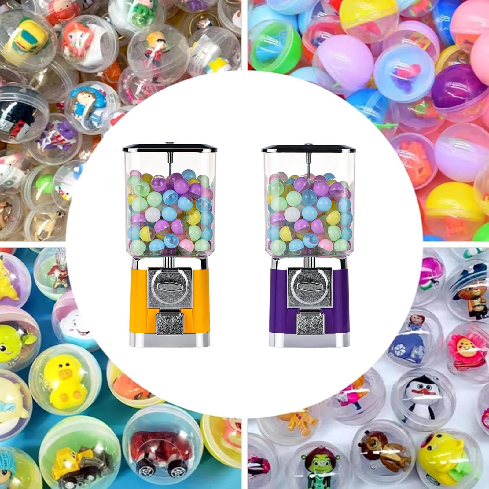 Spielzeug Kapseln Automat mit 200 Kapseln, Kommerzieller Candy Gumball Spender, Stabiler Mechanischer Verkäufer für Bälle, Party Arcade Spiel