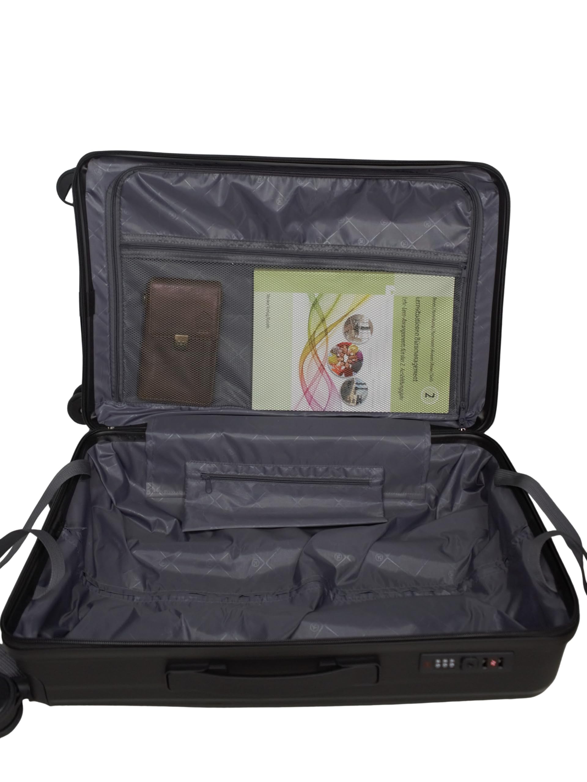 Hartschalen-Koffer Trolley Reisekoffer (Handgepäck-Mittel-Groß-Set) 4 Doppel-Rollen (Anthrazit, Großer Koffer (75cm))