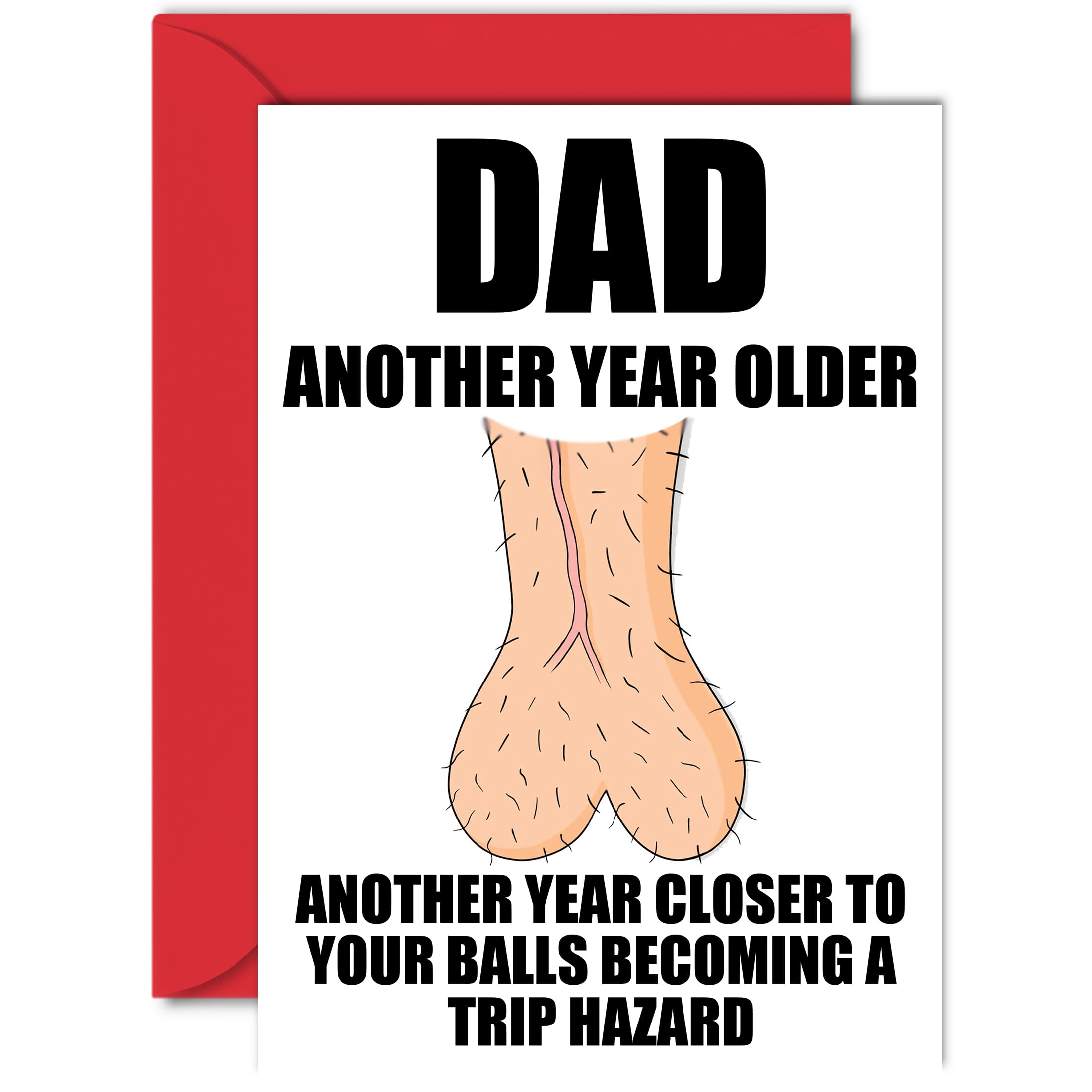 Rude Birthday Cards for Dad - Trip Hazard - Funny Happy Birthday Card for Dad from Son Daughter, Joke Humour Banter Bday A5 Greeting Cards Gift Daddy Papa Father