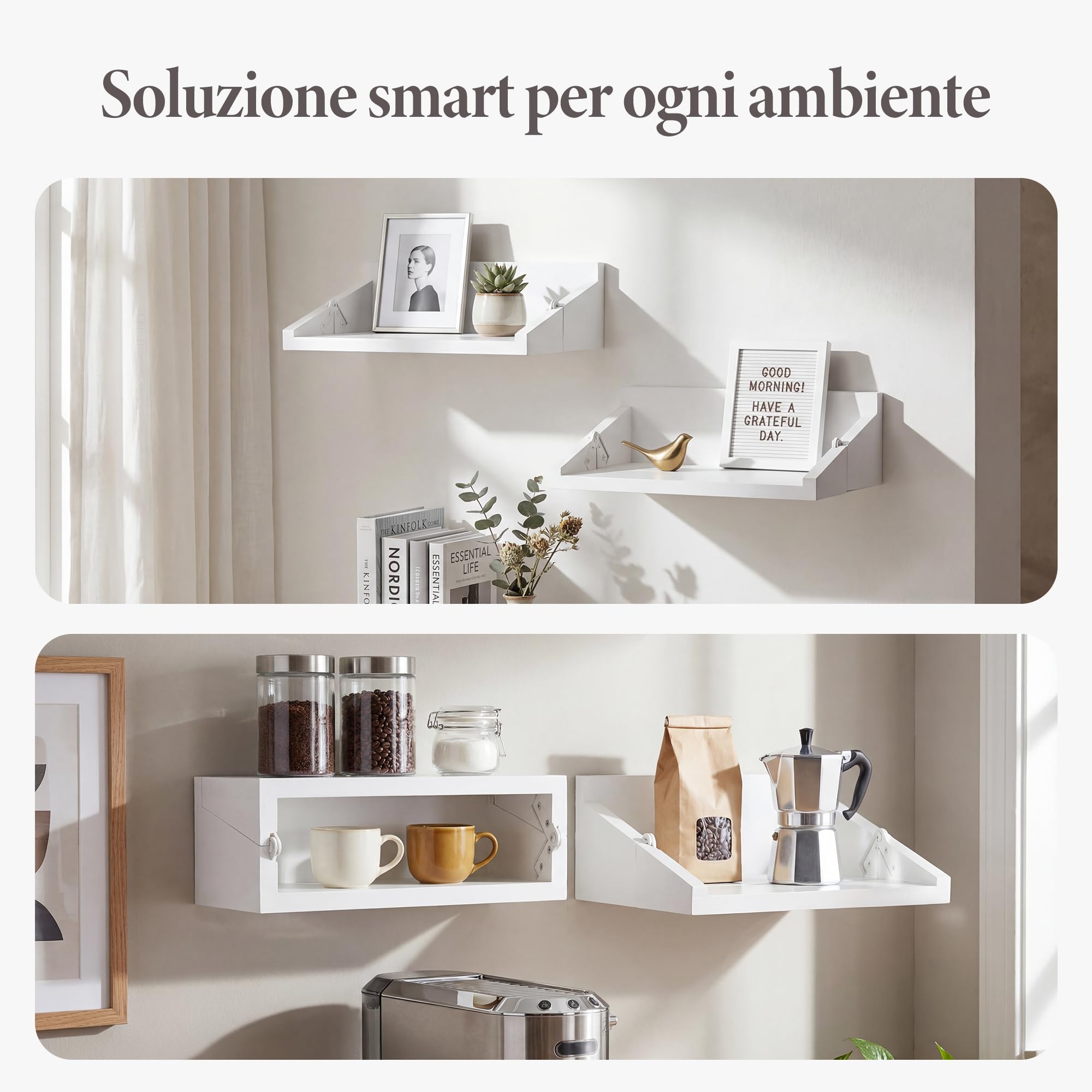 SUMGAR Mensola Bianca Pieghevole da Comodino per Letto a Castello - Cassetto per Camera da Letto e Soggiorno - Mini Mensola da Parete Appesa Portabevande