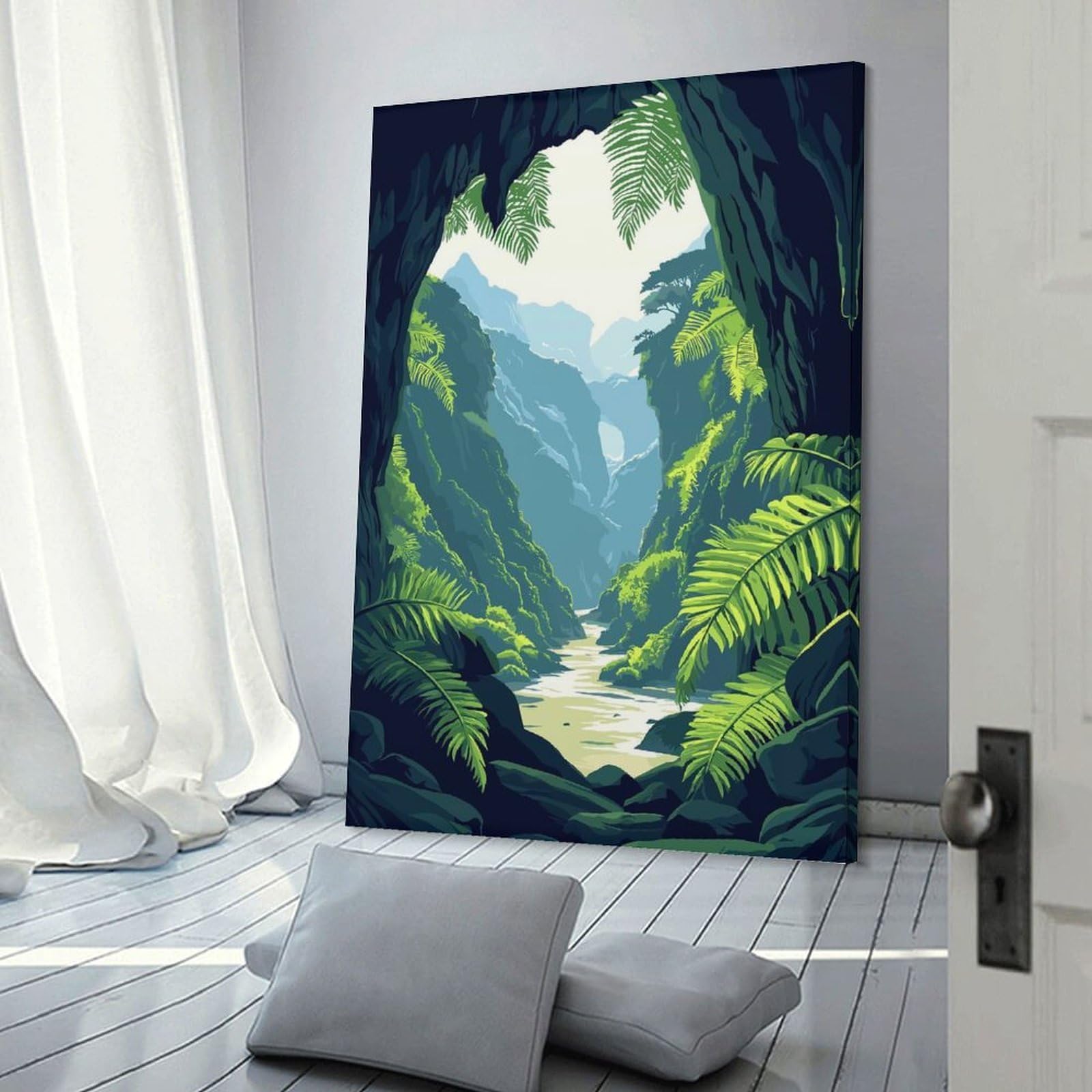 Junmoney Canvas Wall Art Jungle Canyon View, 24x36inch(60x90cm), for Bedroom, Guest Room Or Reading Nook, Canvas Wall Decor for Personal Spaces