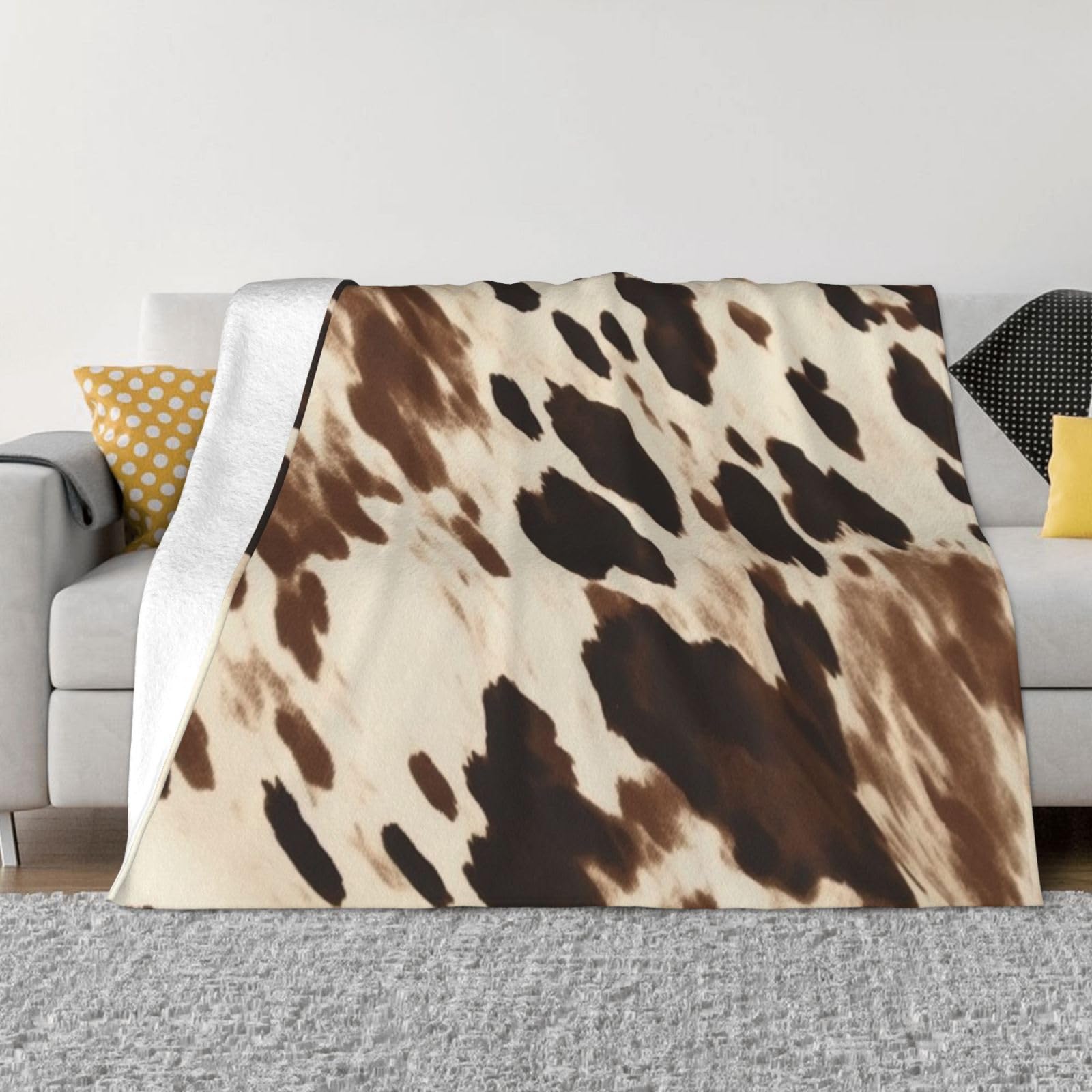 Couverture imprimée vache en flanelle douce haute qualité pour canapé