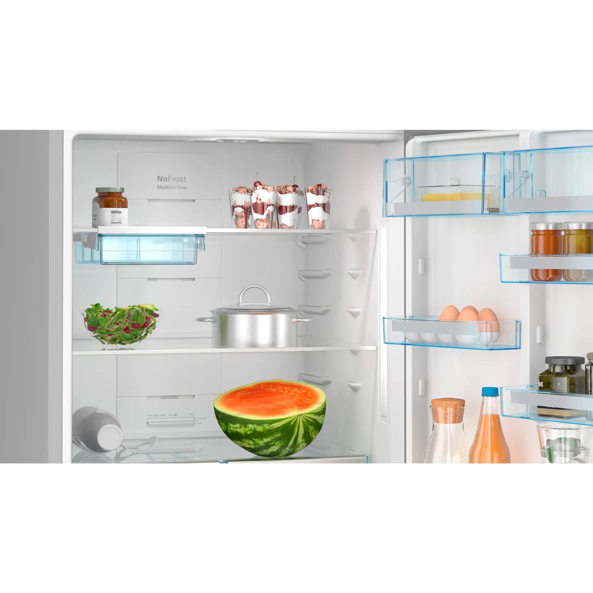 Bosch KGN76AXDR, seria 6, XXL lodówko-zamrażarka, 186 x 75 cm, chłodzenie 406 l + zamrażanie 120 l, stal nierdzewna, czarna, NoFrost, VitaFresh XXL dla dłuższej świeżości, półka na butelki,
