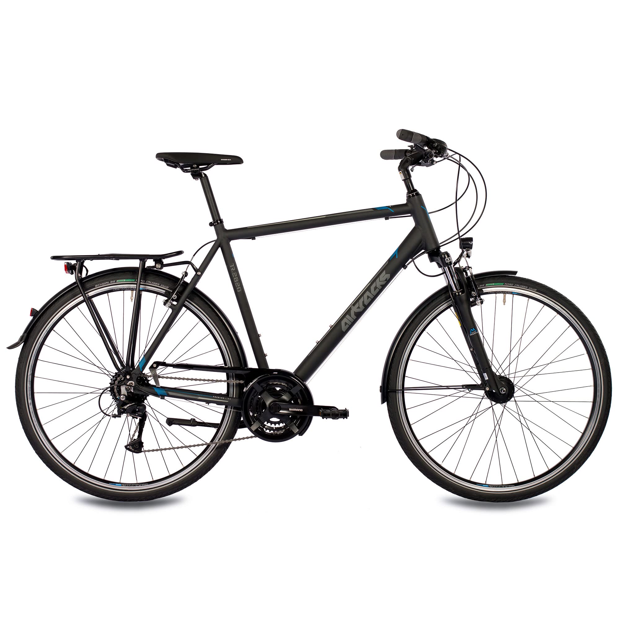 Airtracks TR.2820 Herren Trekking Fahrrad 28 Zoll 24-Gang Shimano ACERA RD-T3000 Kettenschaltung Schwarz Matt