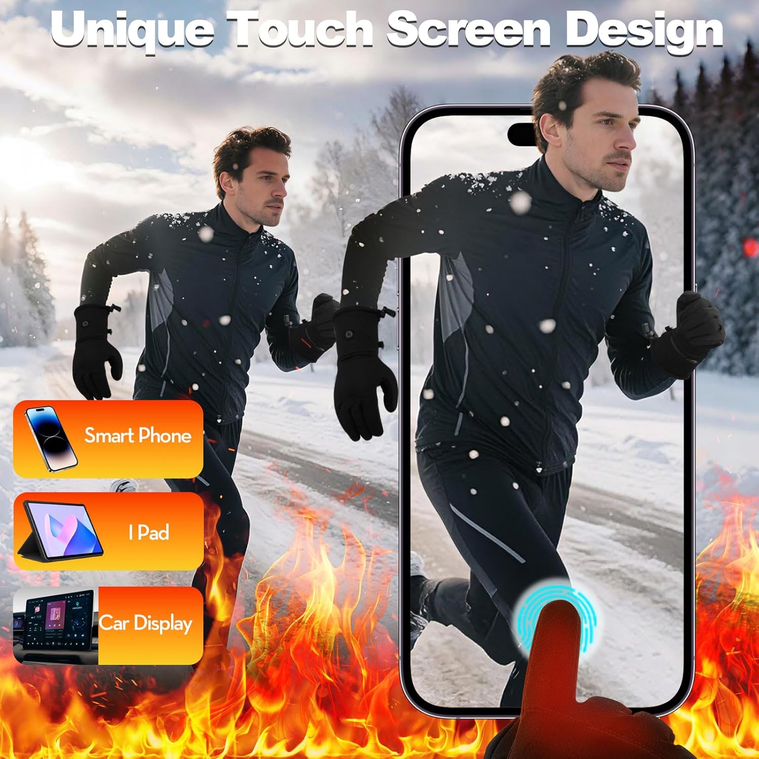 Heated Gloves for Men Women Rechargeable Waterproof Electric Motorcycle Gloves for SKI Snowboard Camping Hiking Camping - Image 6