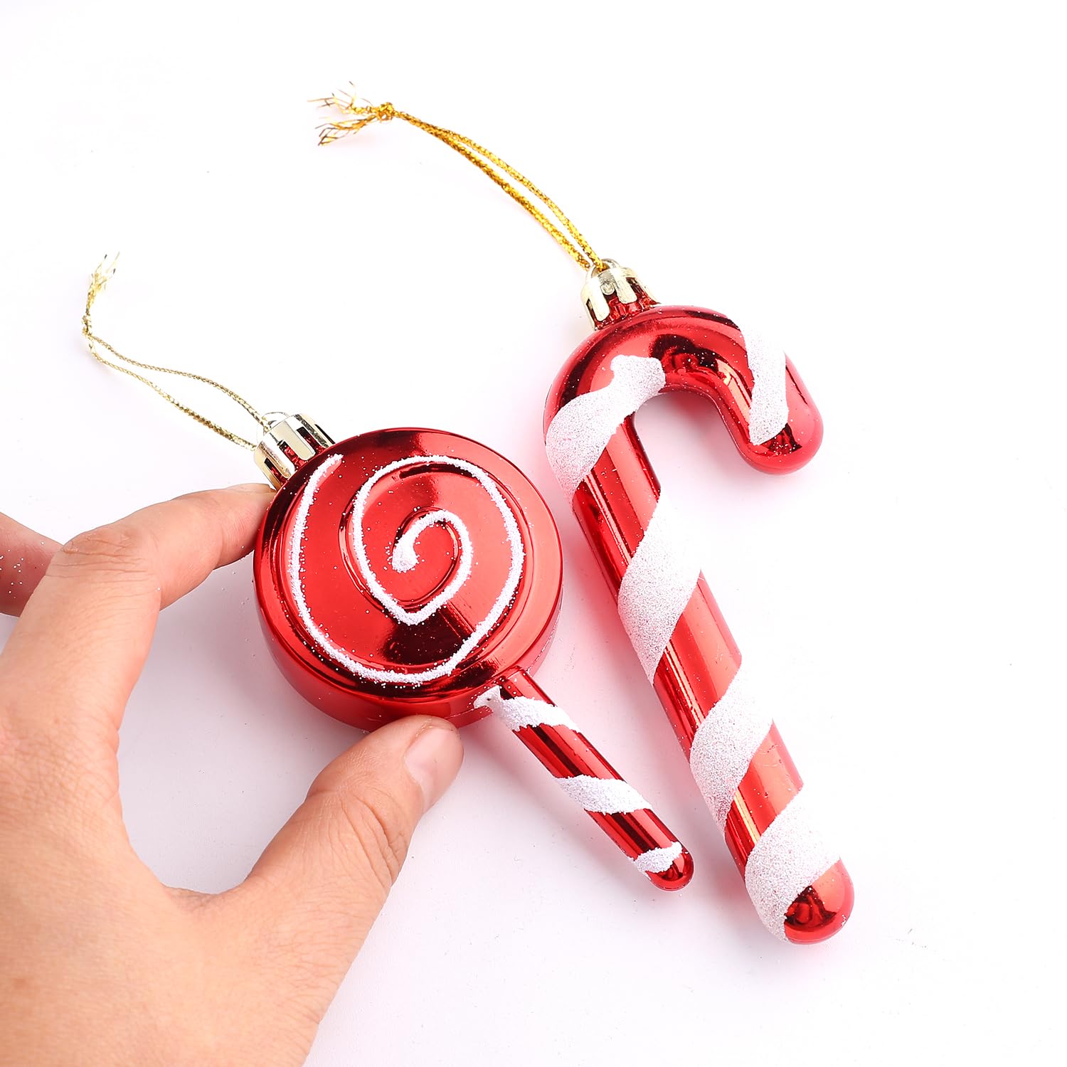 HERZWILD 12pcs Christmas Tree Candy Cane Hanging Ornaments - 12cm Red & White Christmas Tree Decorations, Red-whitea, candy canes0709 - Image 3