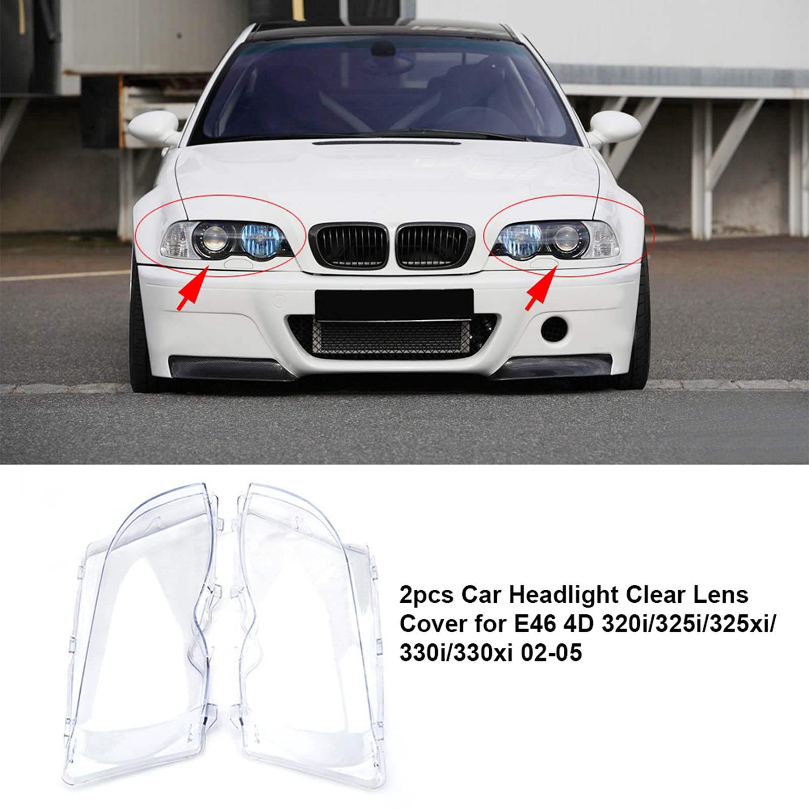 1 Paar Koplampkappen Voor De Voorzijde  Links En Rechts  Voor BMW E46 4d 320i 325i 325xi 330i 330xi 02 05 63126924043 63126924044