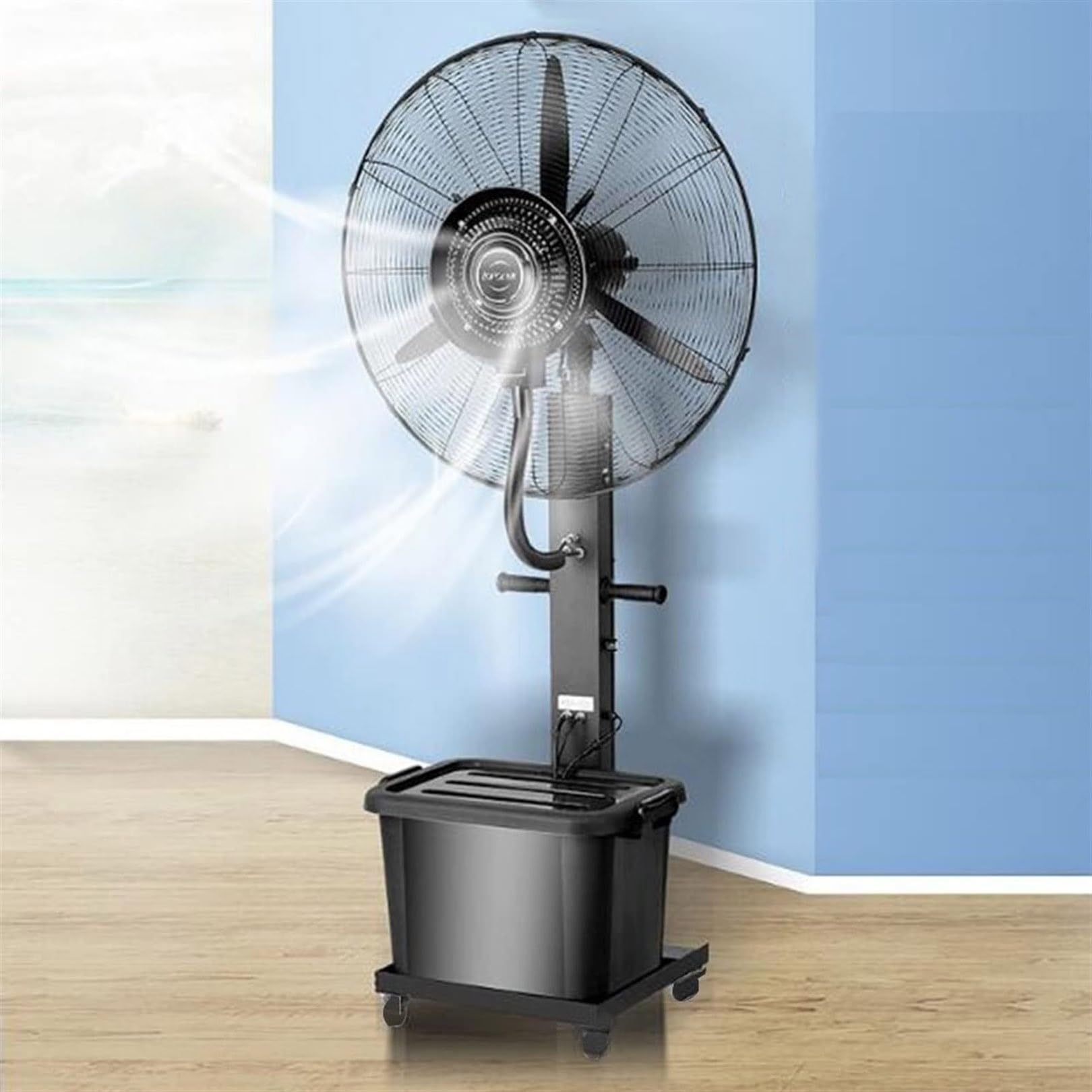 asdchZen Commercial Pedestal Misting Fan, Oscillating Cooling Outdoor Fan For Patio, Backyard, Garage, Gym