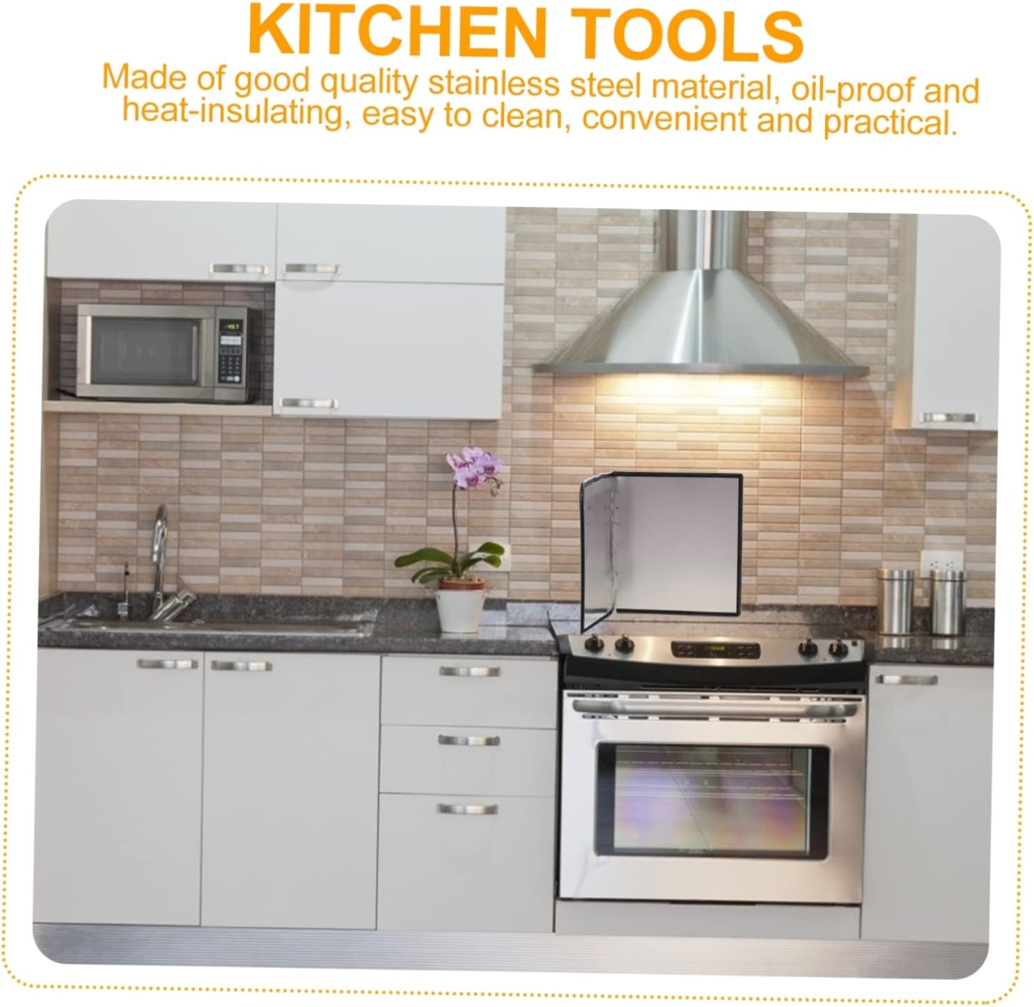 Stainless Steel Oil Baffle Plate 1-Piece High-Temperature Resistant Cooking Splatter Guard Silver Kitchen Utensil for Protecting Against Oil Splash